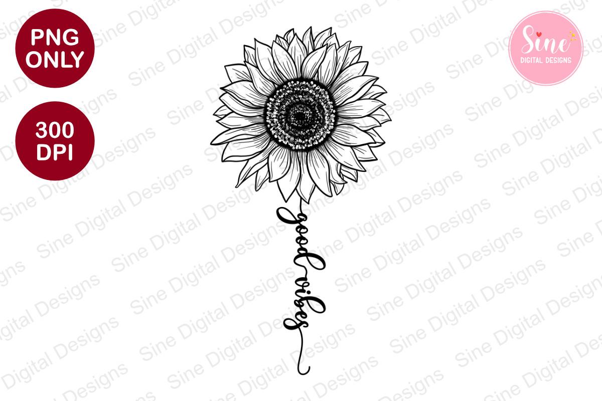 Good Vibes Sunflower, Outline Sunflower