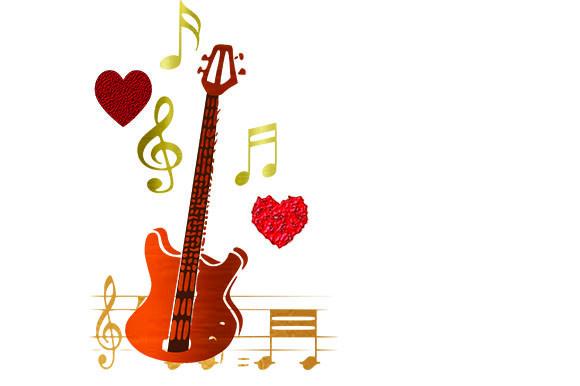 Guitar with Musical Notes