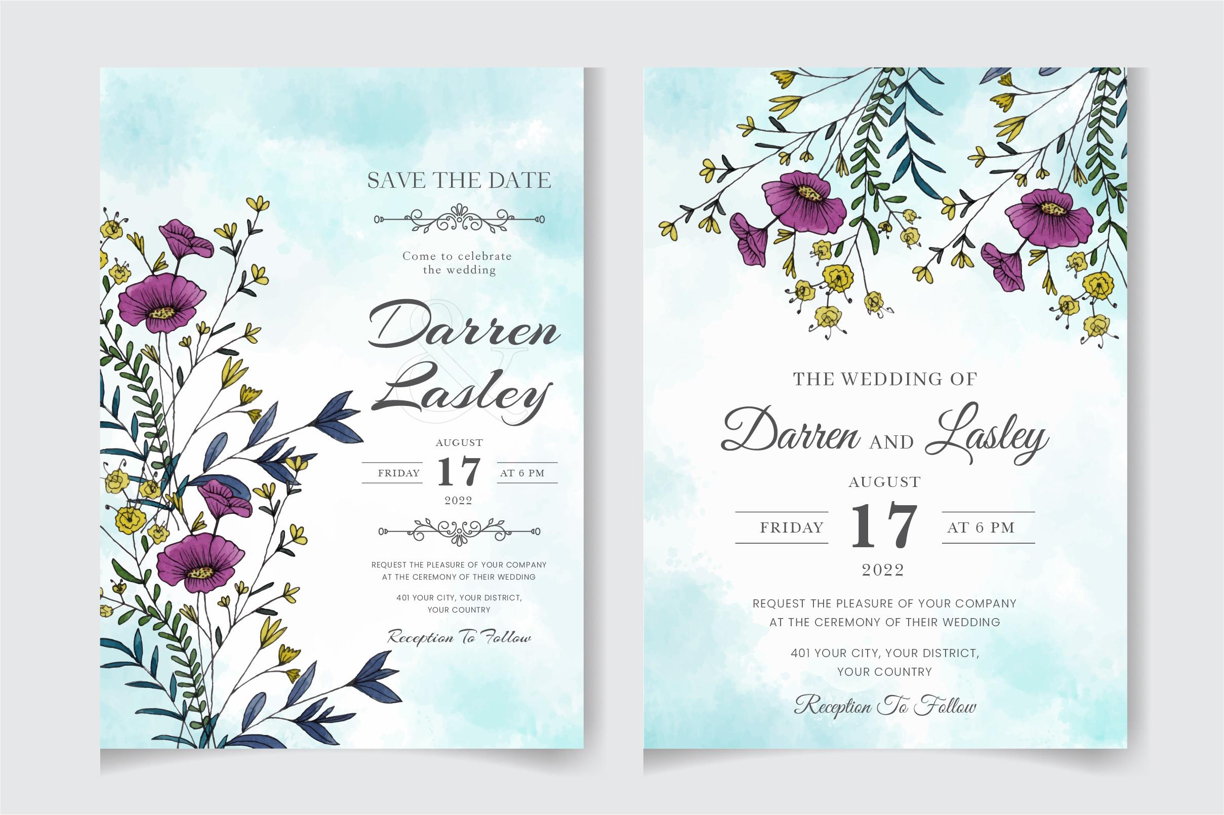 Watercolor Invitation Card Template 07