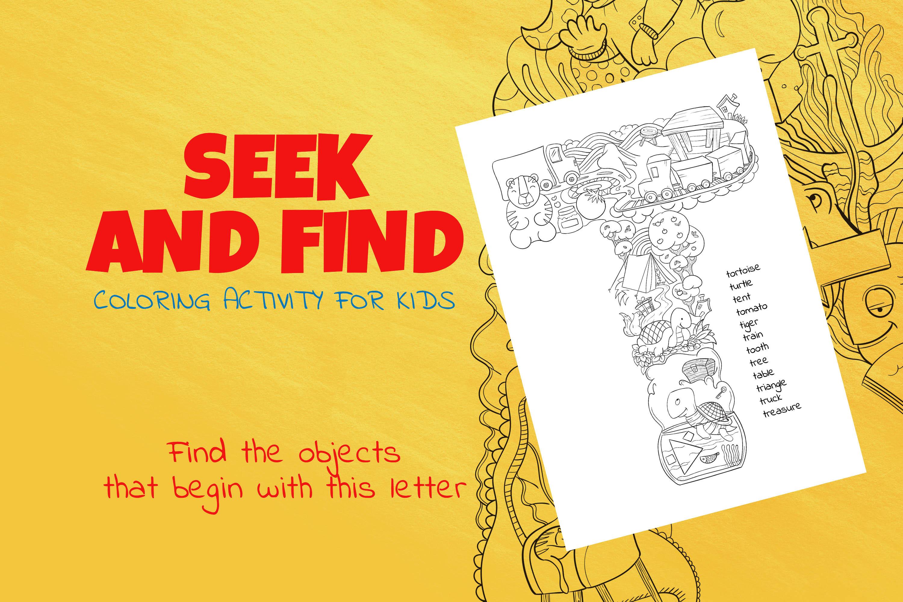 Letter T Look and Find Coloring Page
