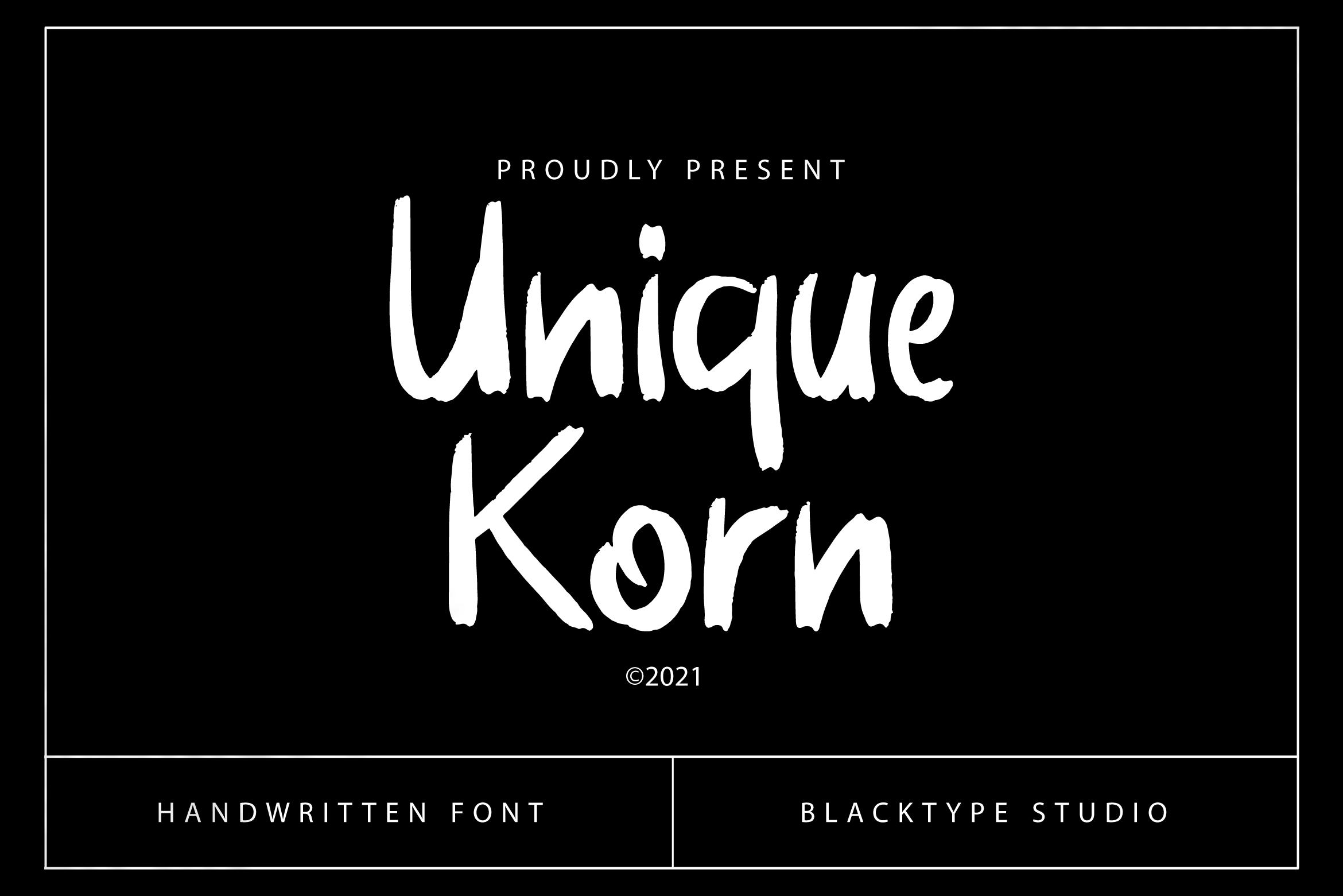 Unique Korn Font