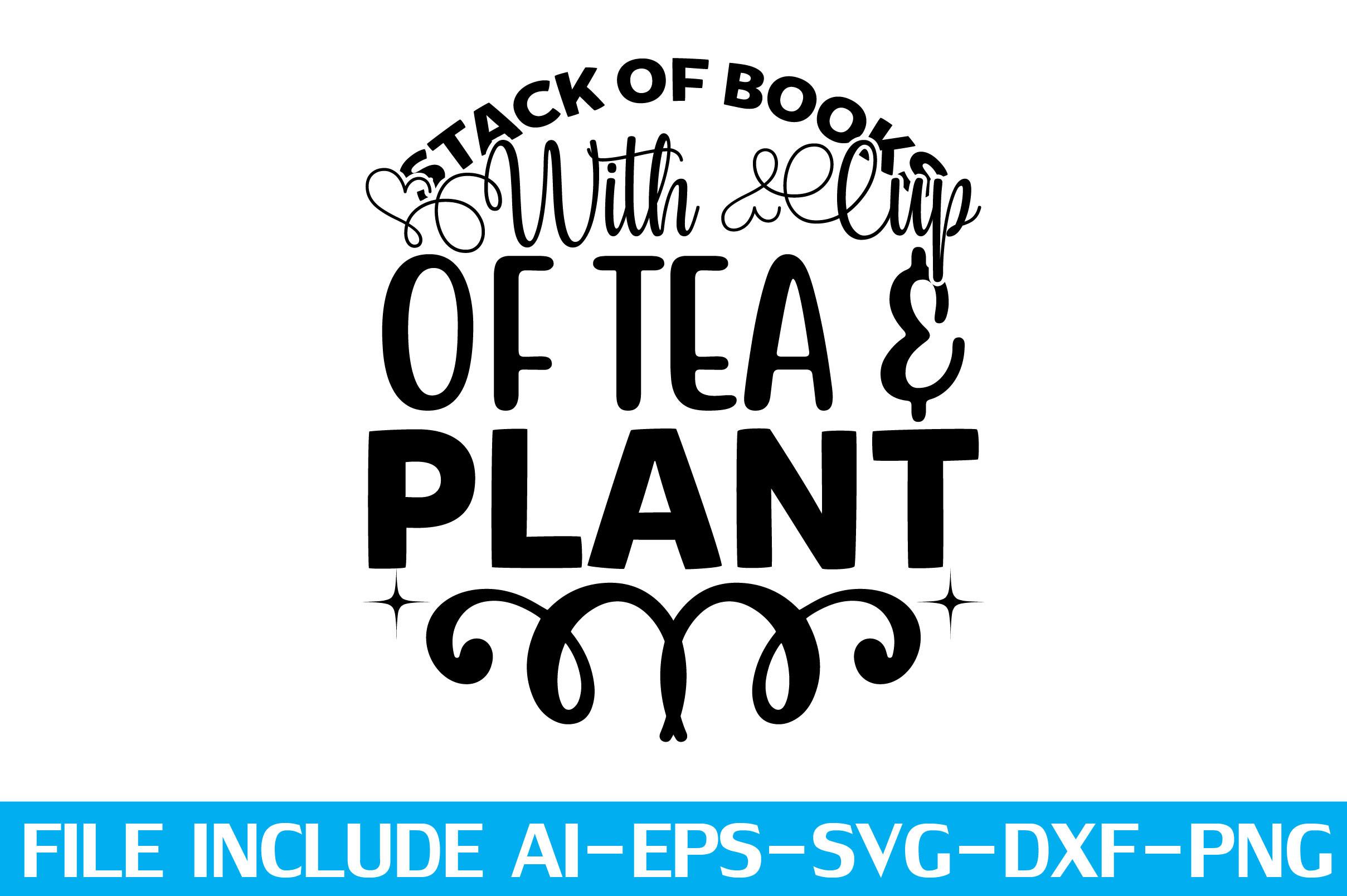 Stack of Books with Cup of Tea & Plant