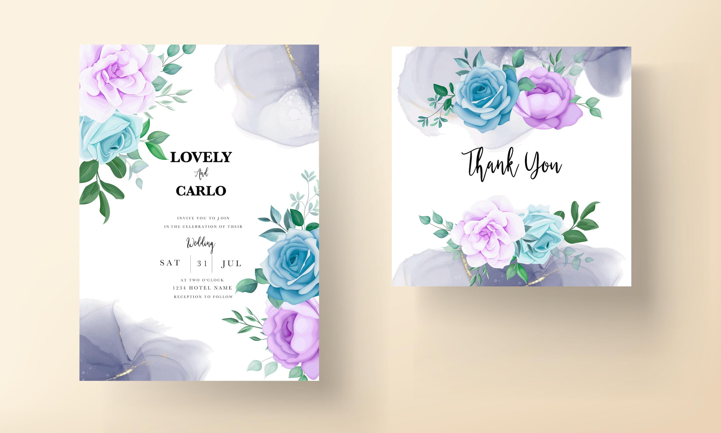 Beautiful Flower and Leaves Invitation