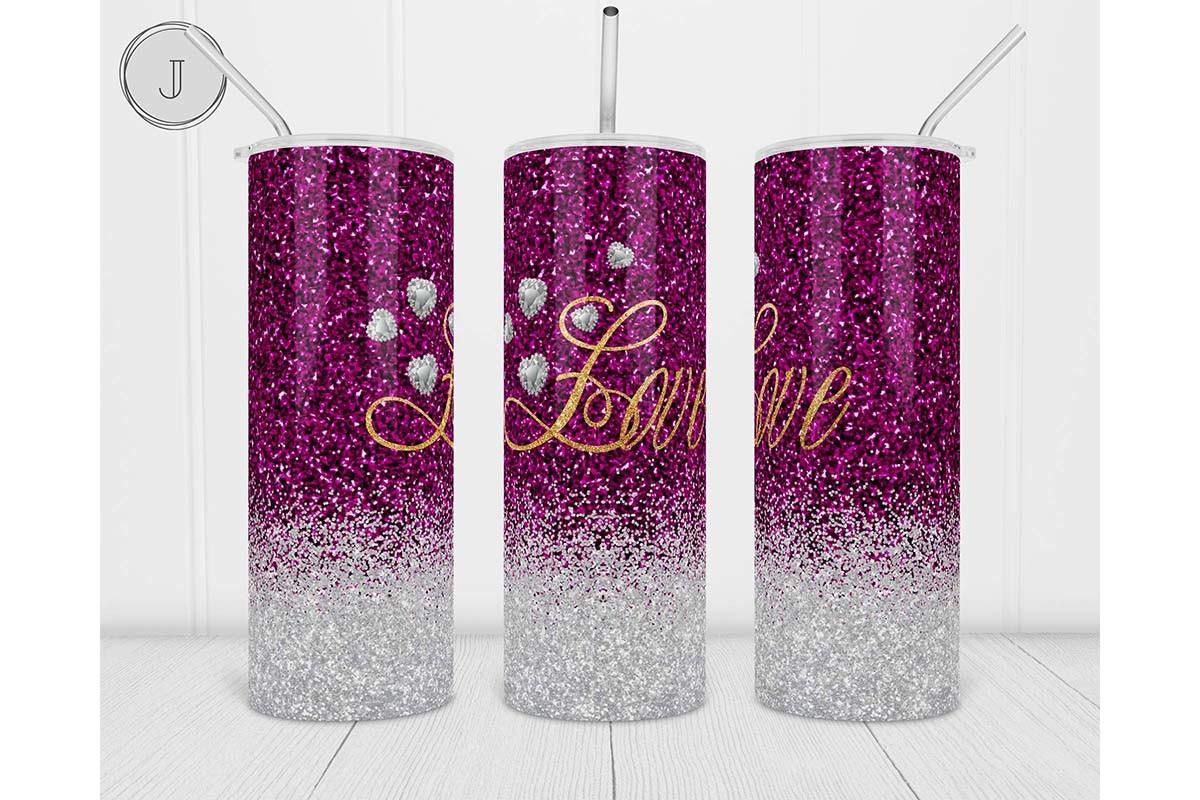 20oz Valentine's Day Tumbler Love Glitte
