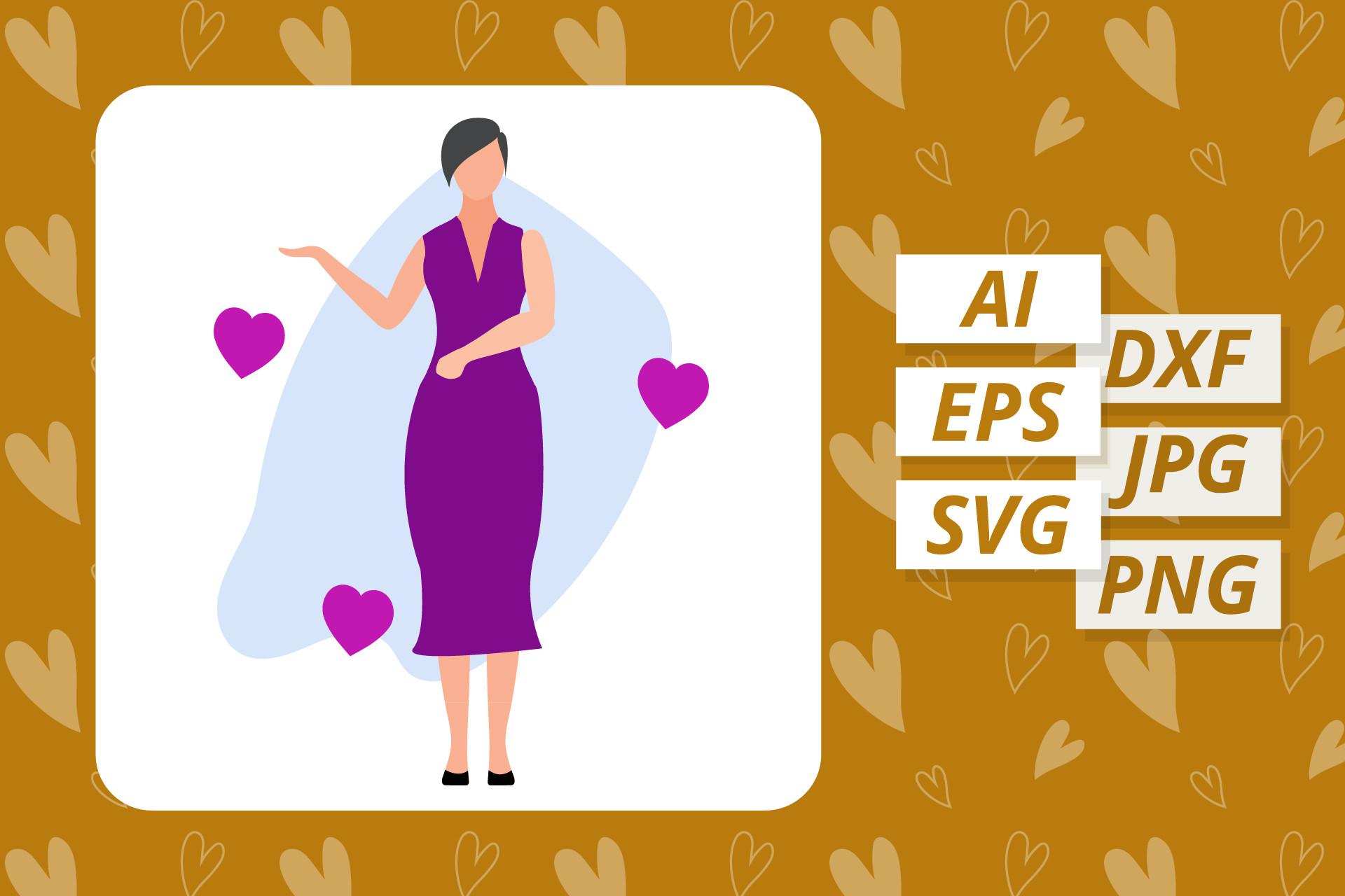 Valentine Beautiful Woman Vector