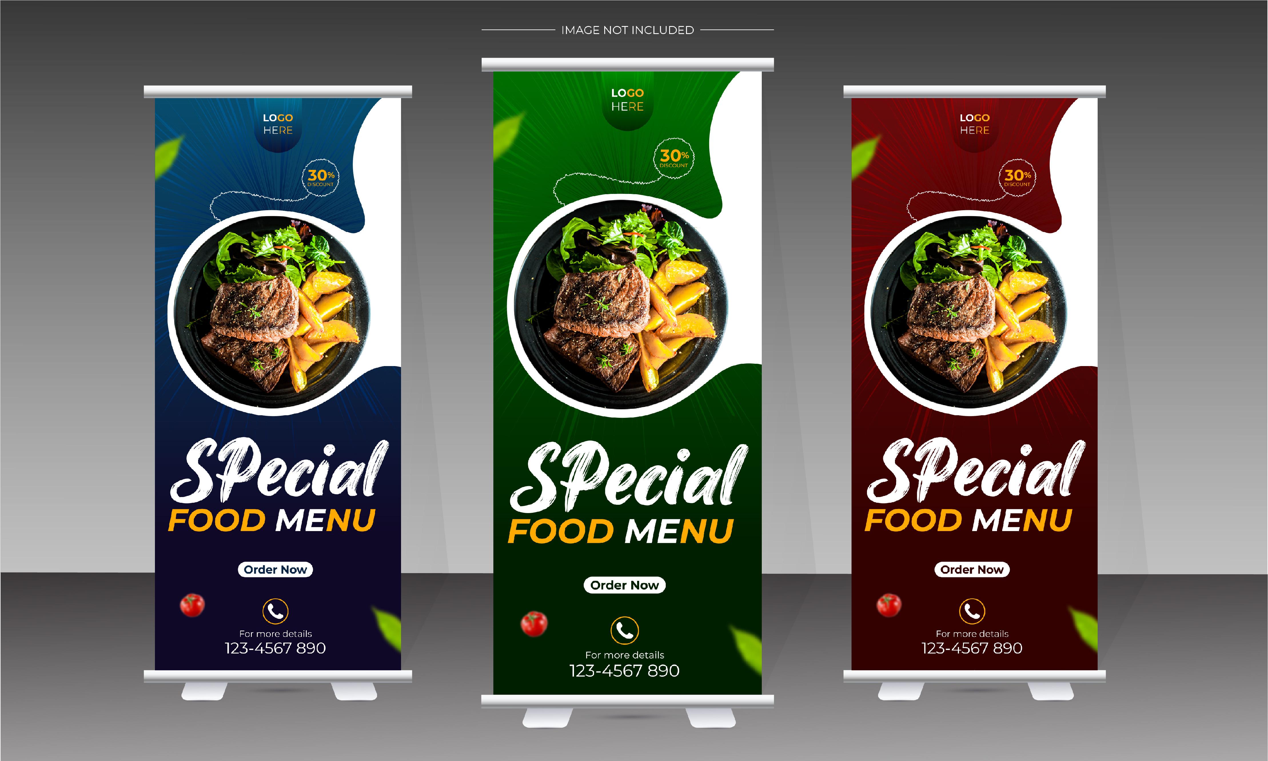 Food Roll Up Banner and Food Menu Design