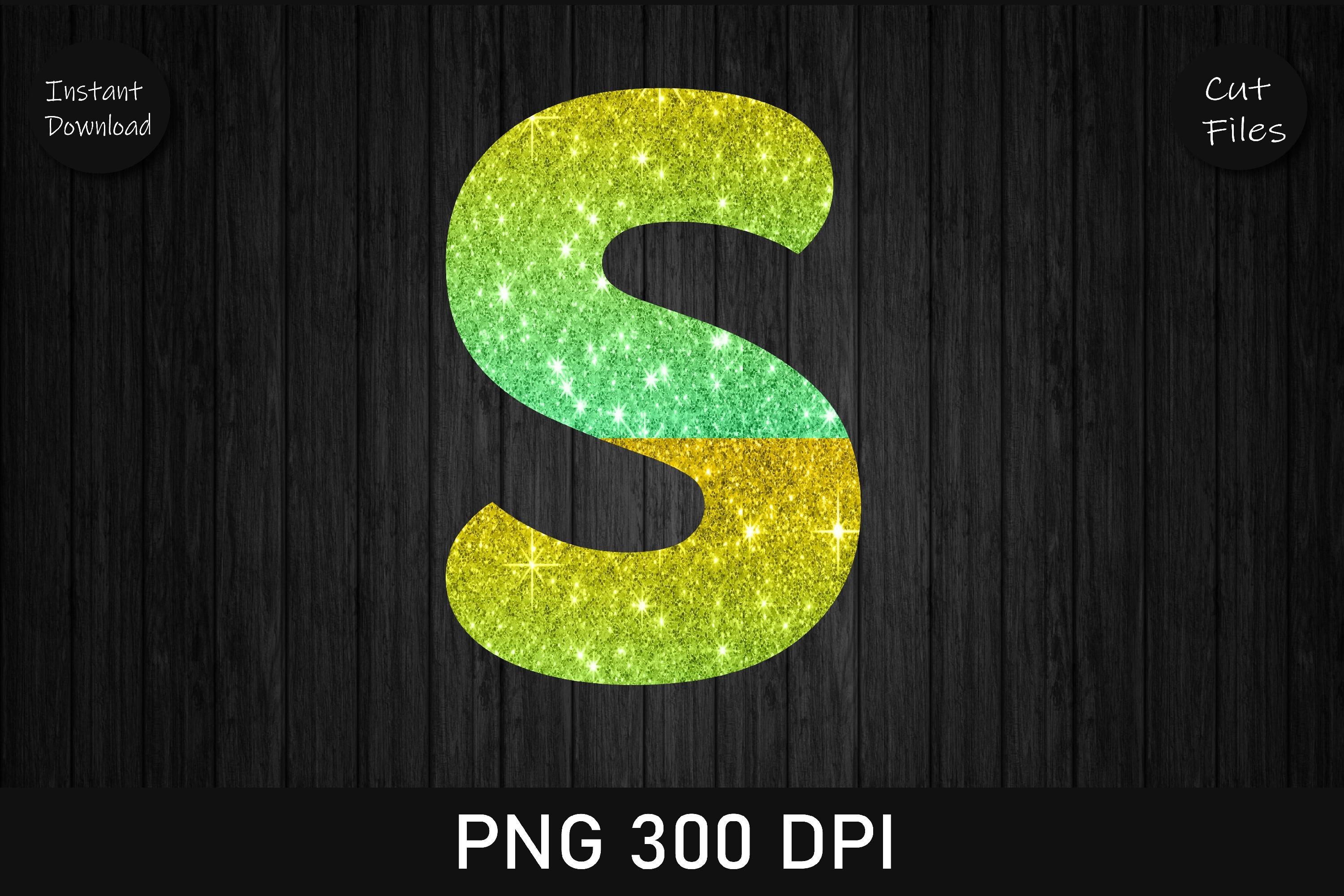 Gold and Green Glitter Leopard Letter S