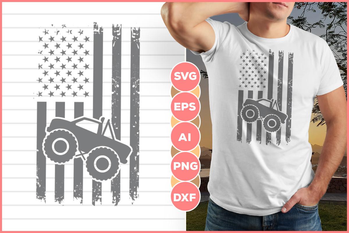 Monster Truck with USA Flag