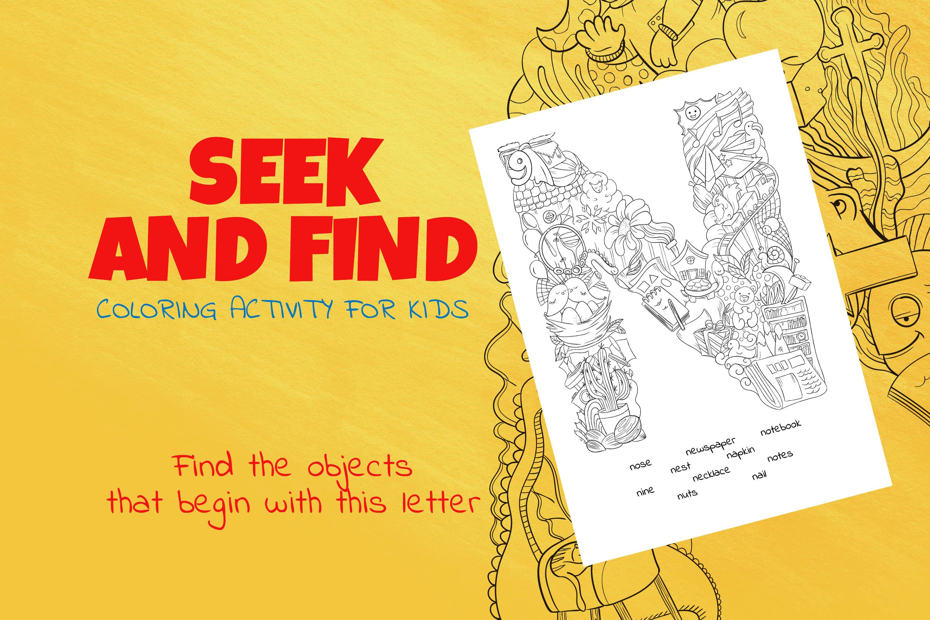 Letter N Look and Find Coloring Page