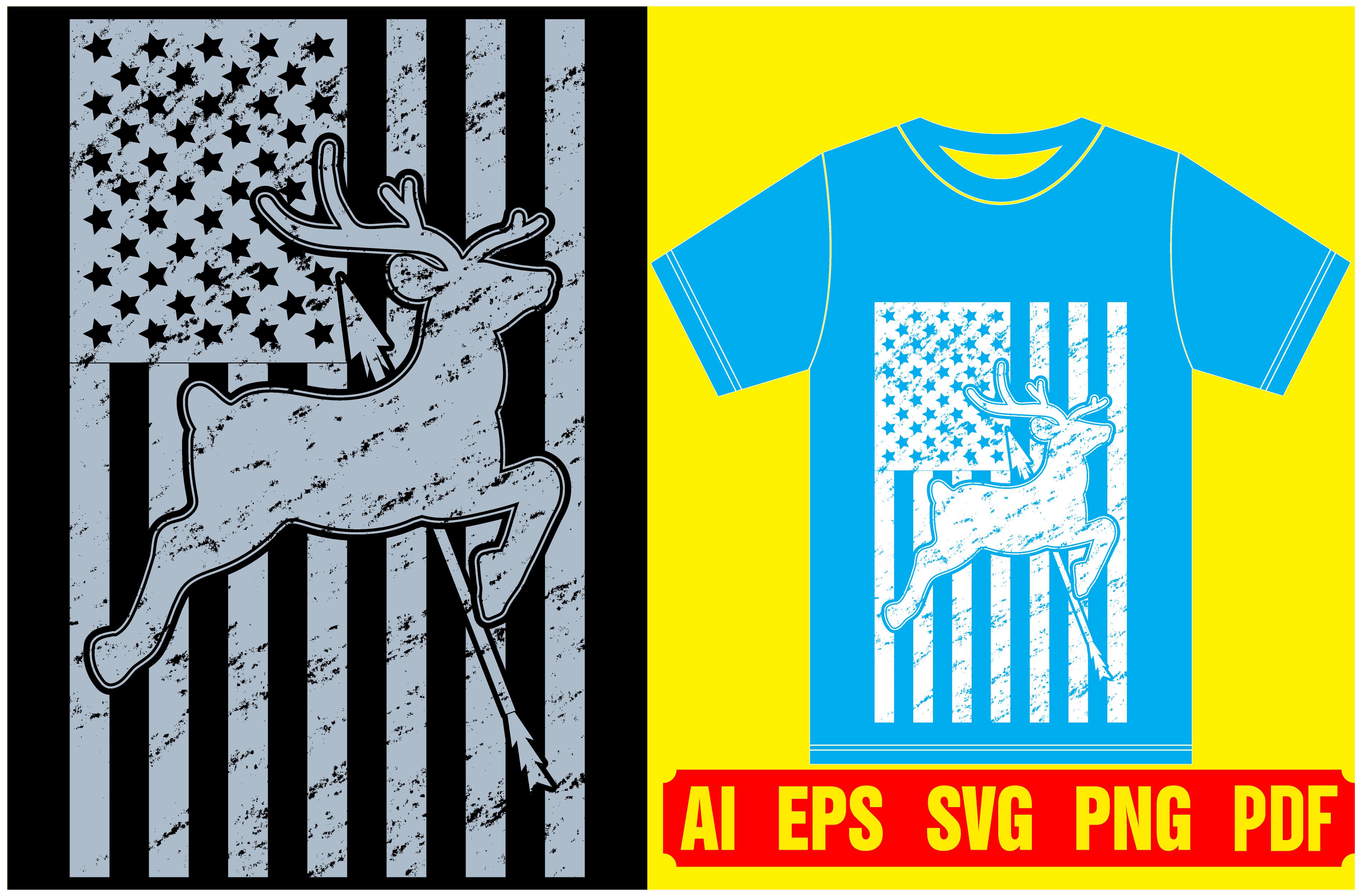 Hunting T-shirt with American Flag.