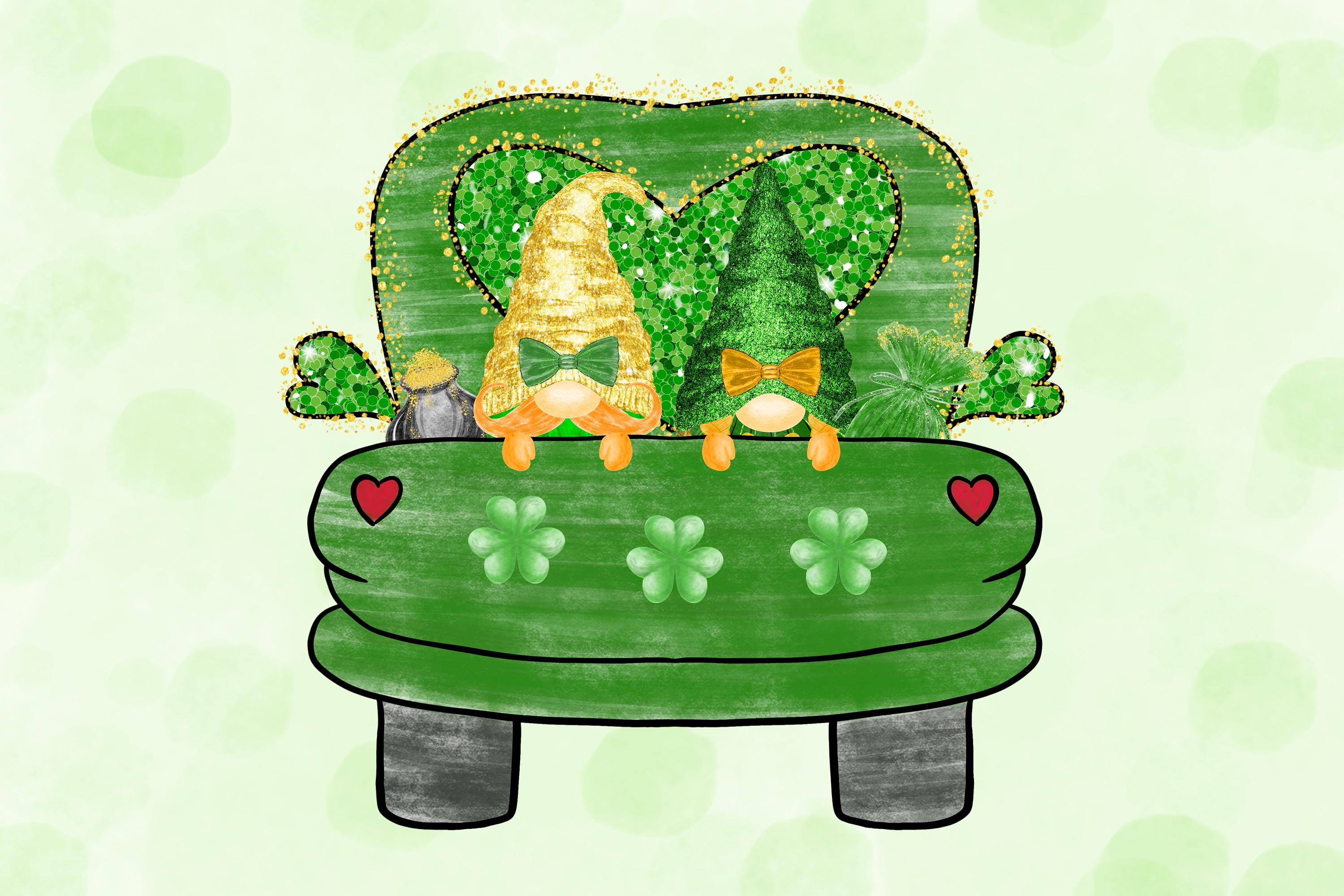 St Patrick's Day Truck Sitting Gnomes