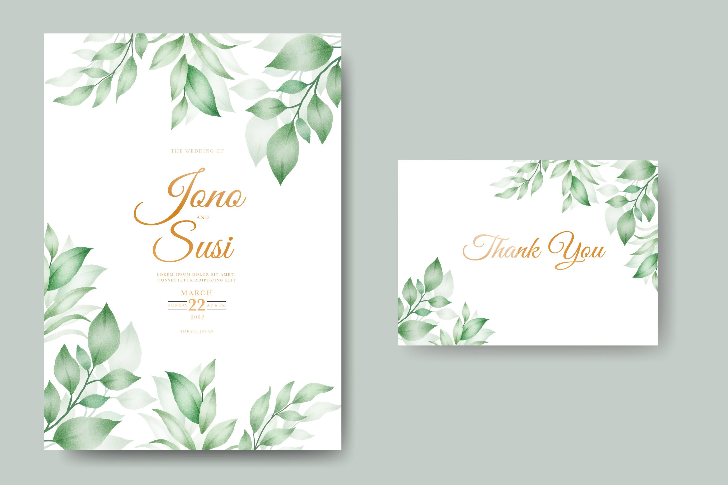 Greenery Wedding Invitation Card Leaves