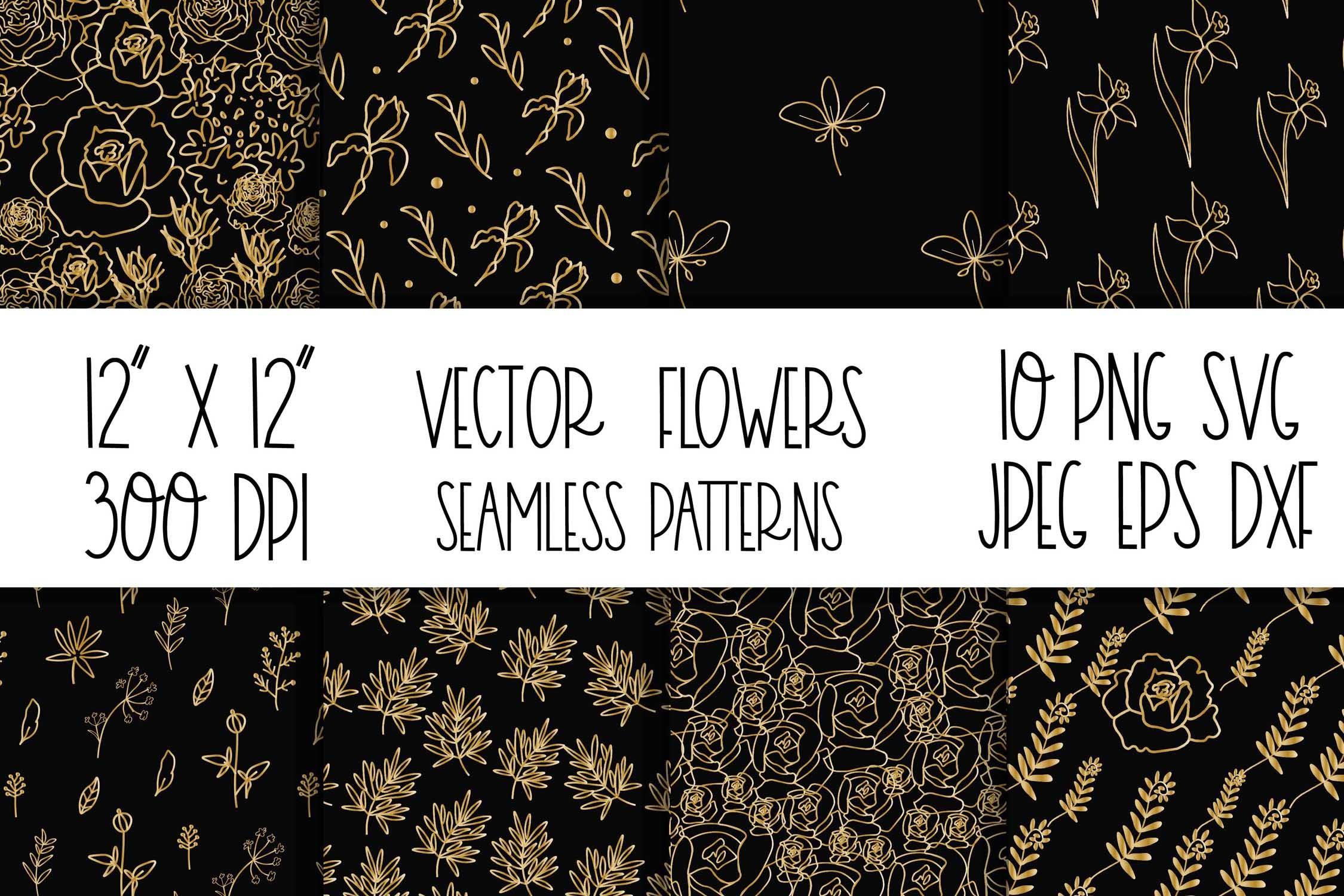 Gold Floral Digital Seamless Pattern