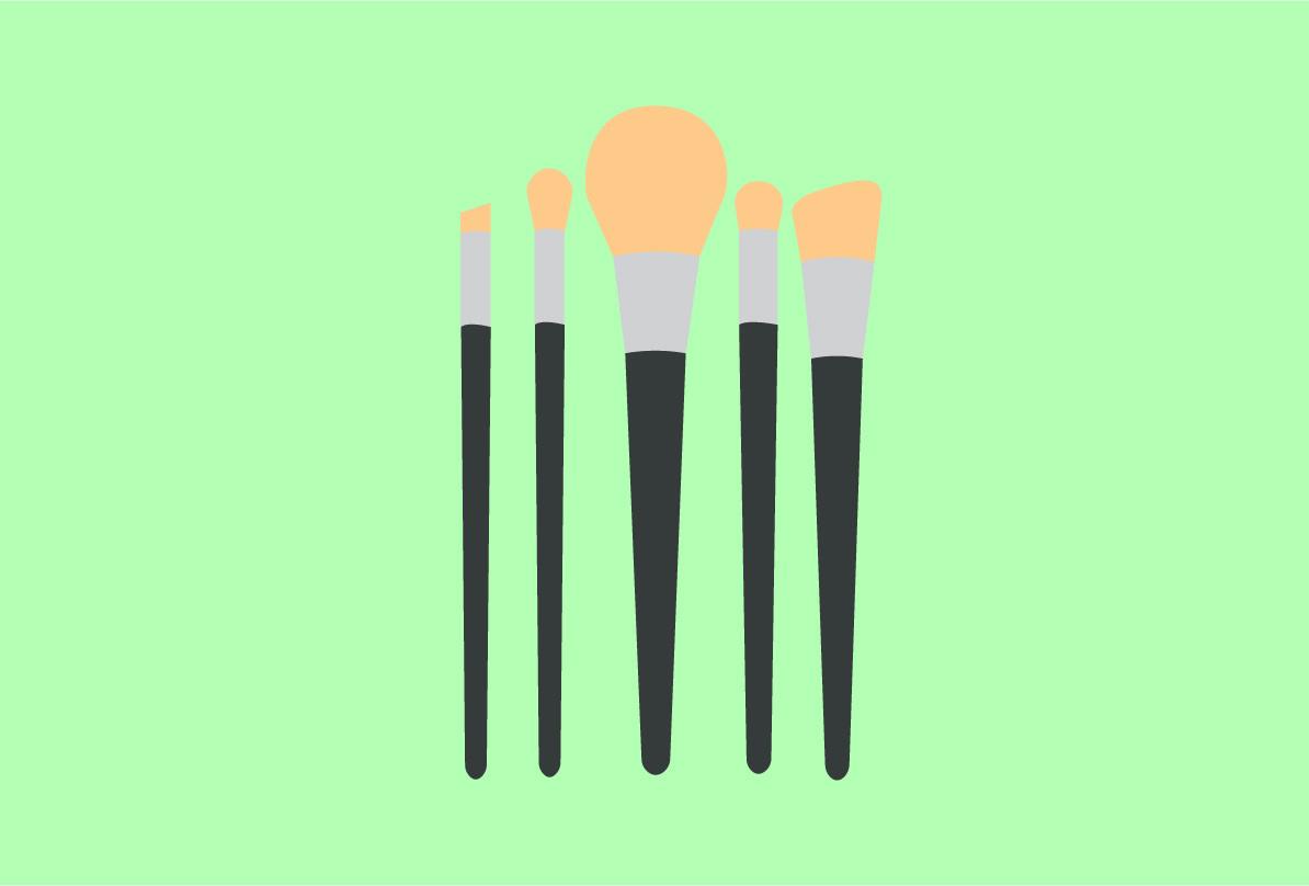 Brush Makeup Set Cartoon Flat Vector