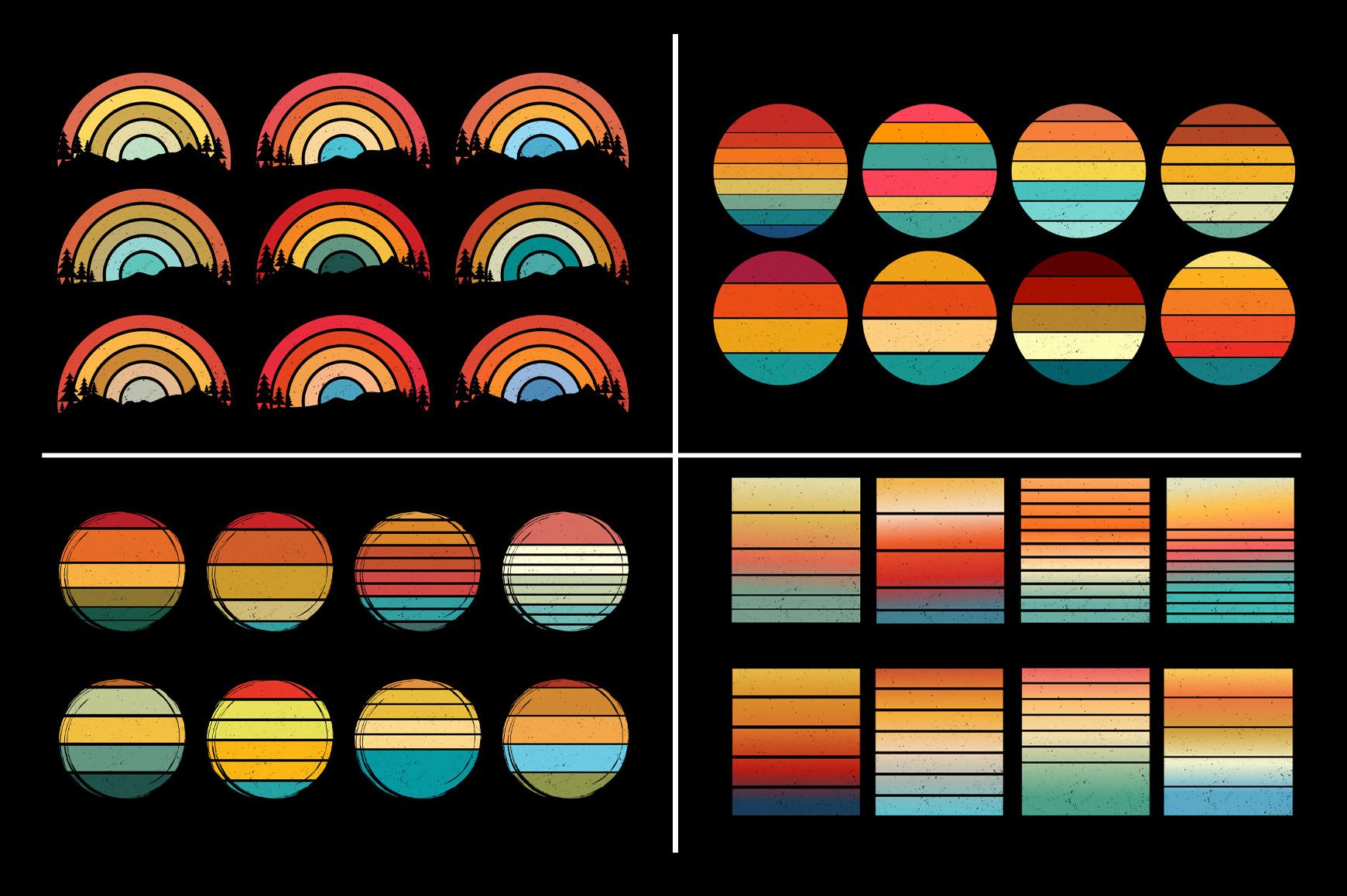 Retro Vintage Sunset for T-Shirt Design
