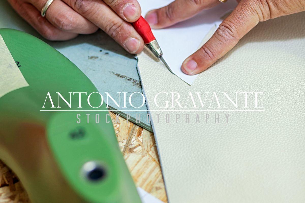 Shoe Designer Working with Leather