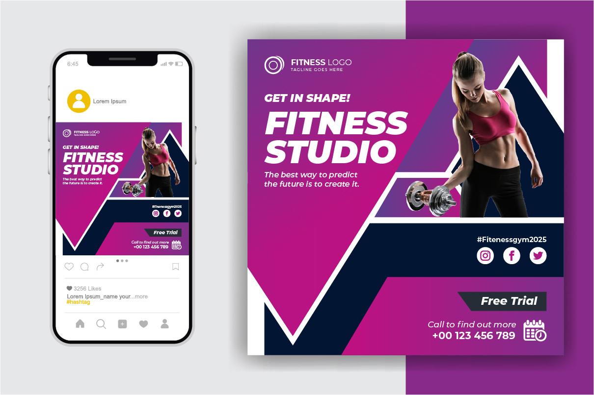 Gym & Fitness Social Media Post Template