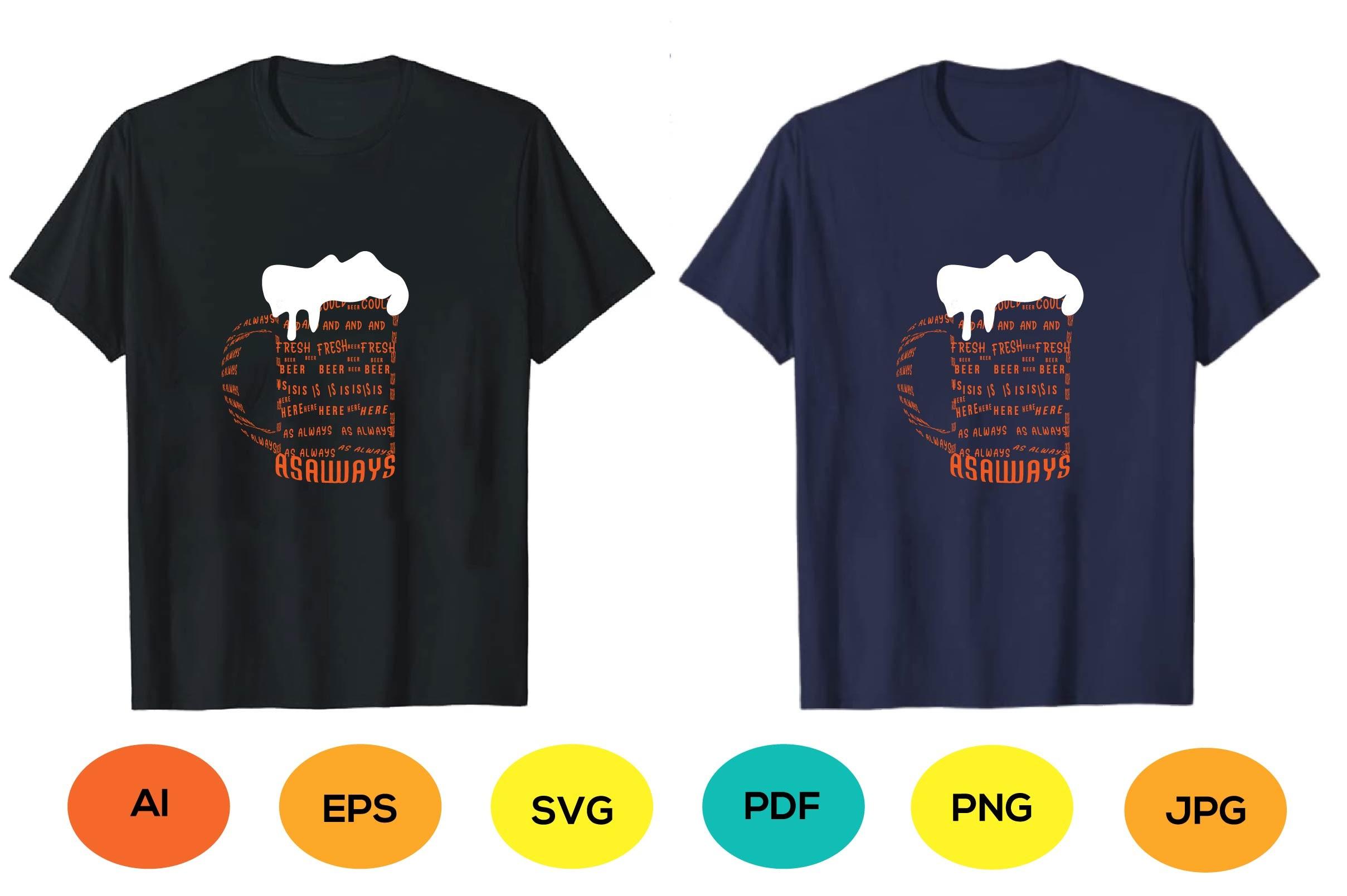 Typography T-shirt Design Beer is Here