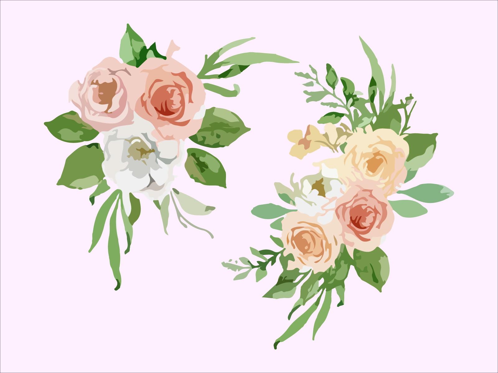 Watercolor Floral Clipart Vector Design