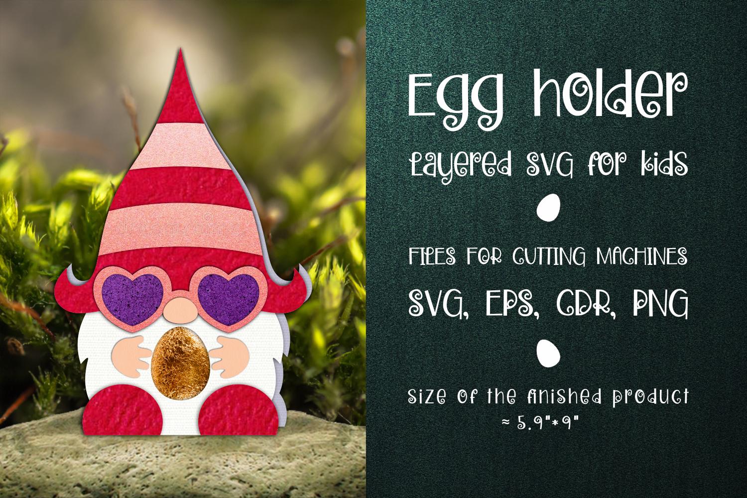 Gnome Egg Holder Valentine Template SVG