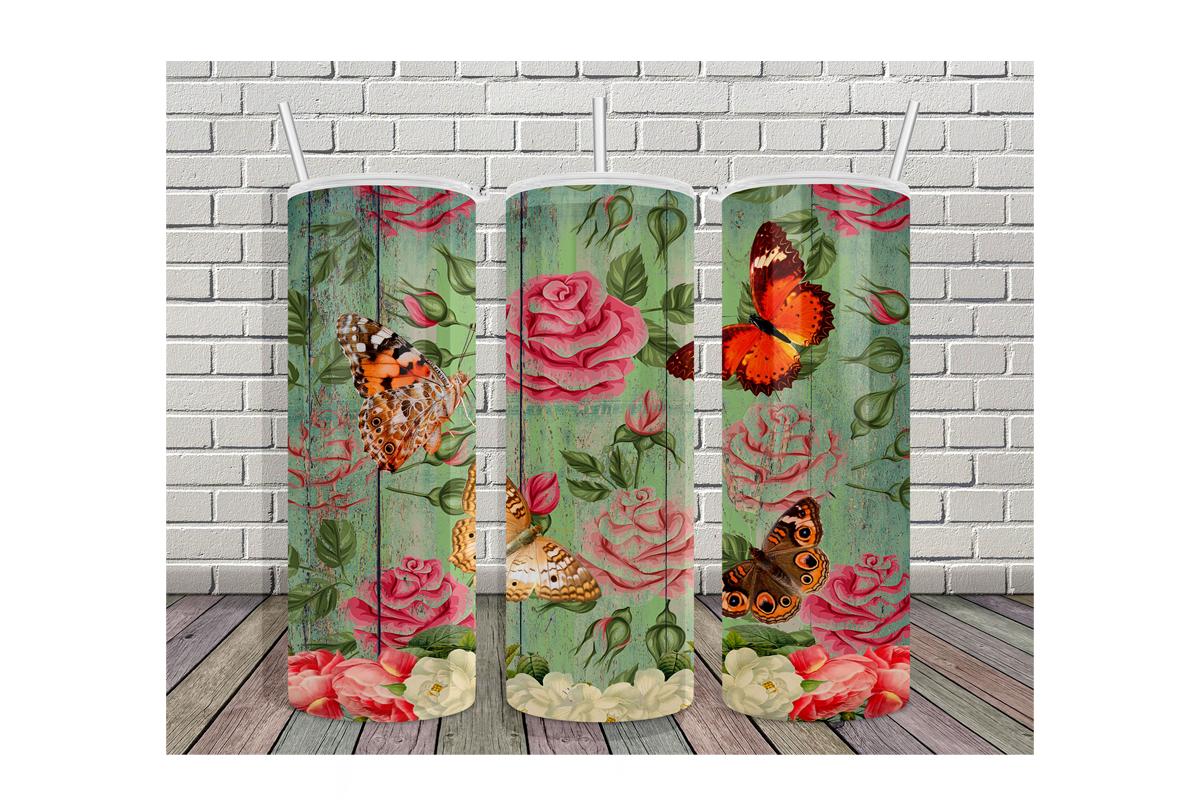 20oz Tumbler Butterfly Vintage Rose