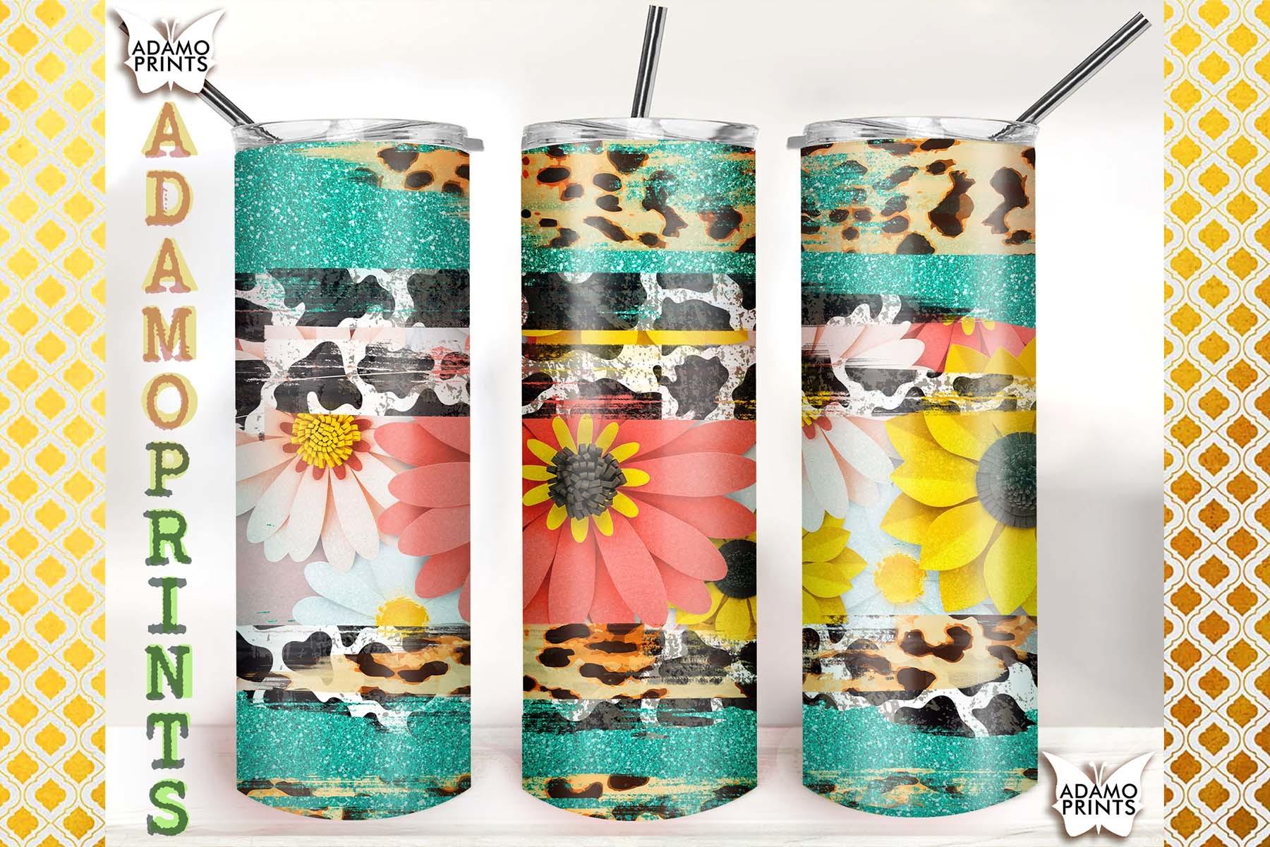 Green Glitter Flower Leopard 20oz