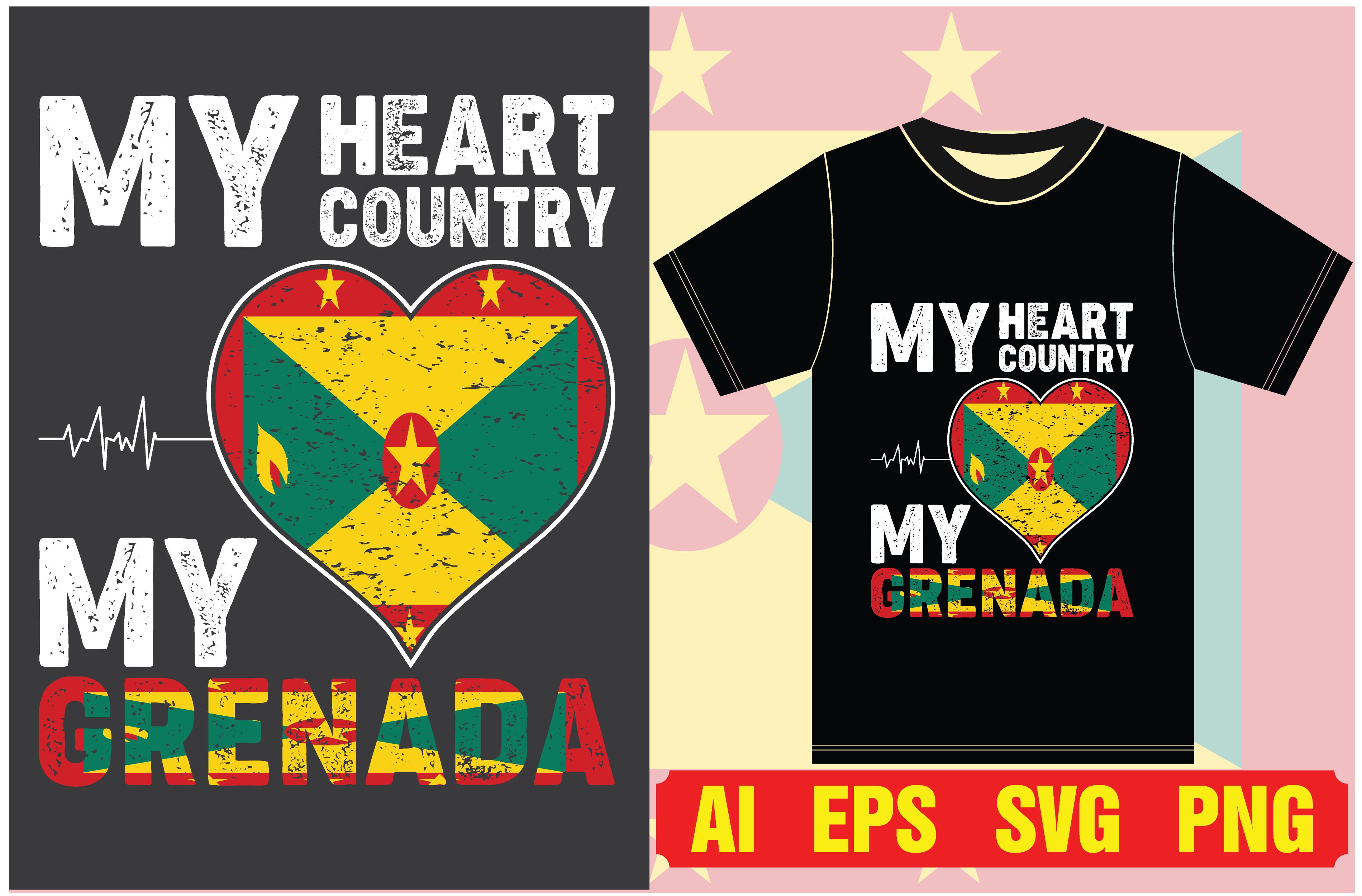 Grenada Flag T-shirt Designs.Typography