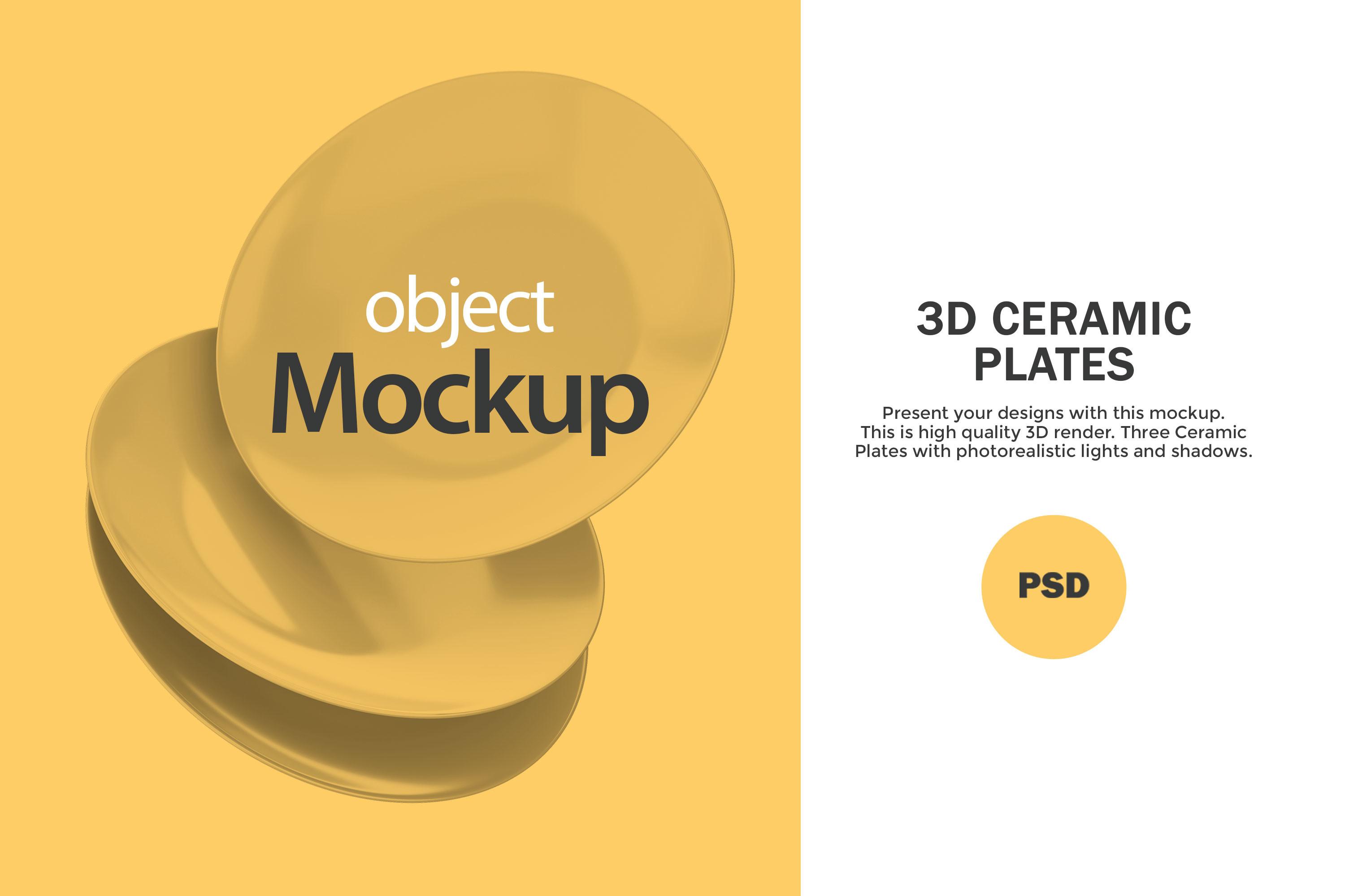 3D Ceramic Plates -PSD Mockup