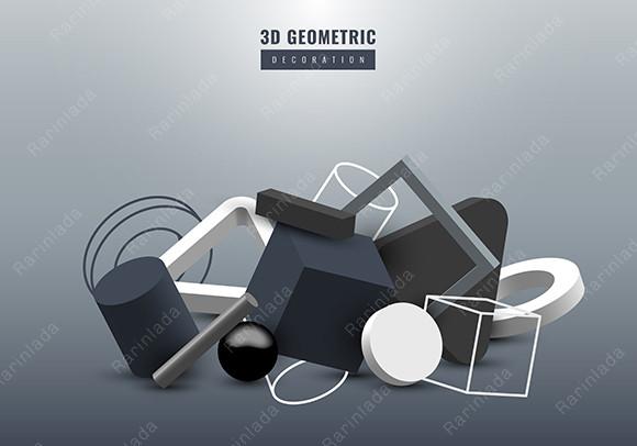 3D Realistic Geometric Group Decoration