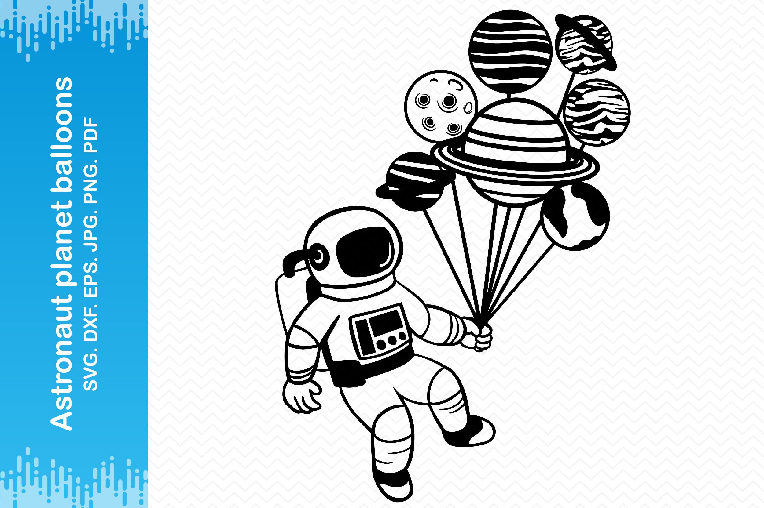 Astronaut Space Planet Balloons Clipart