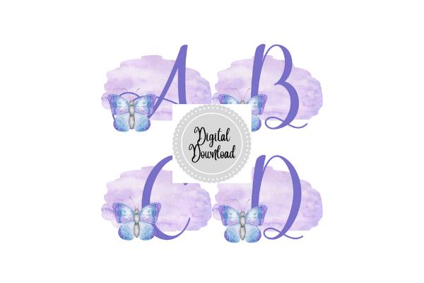 Purple Butterfly Alphabet Clipart Desig