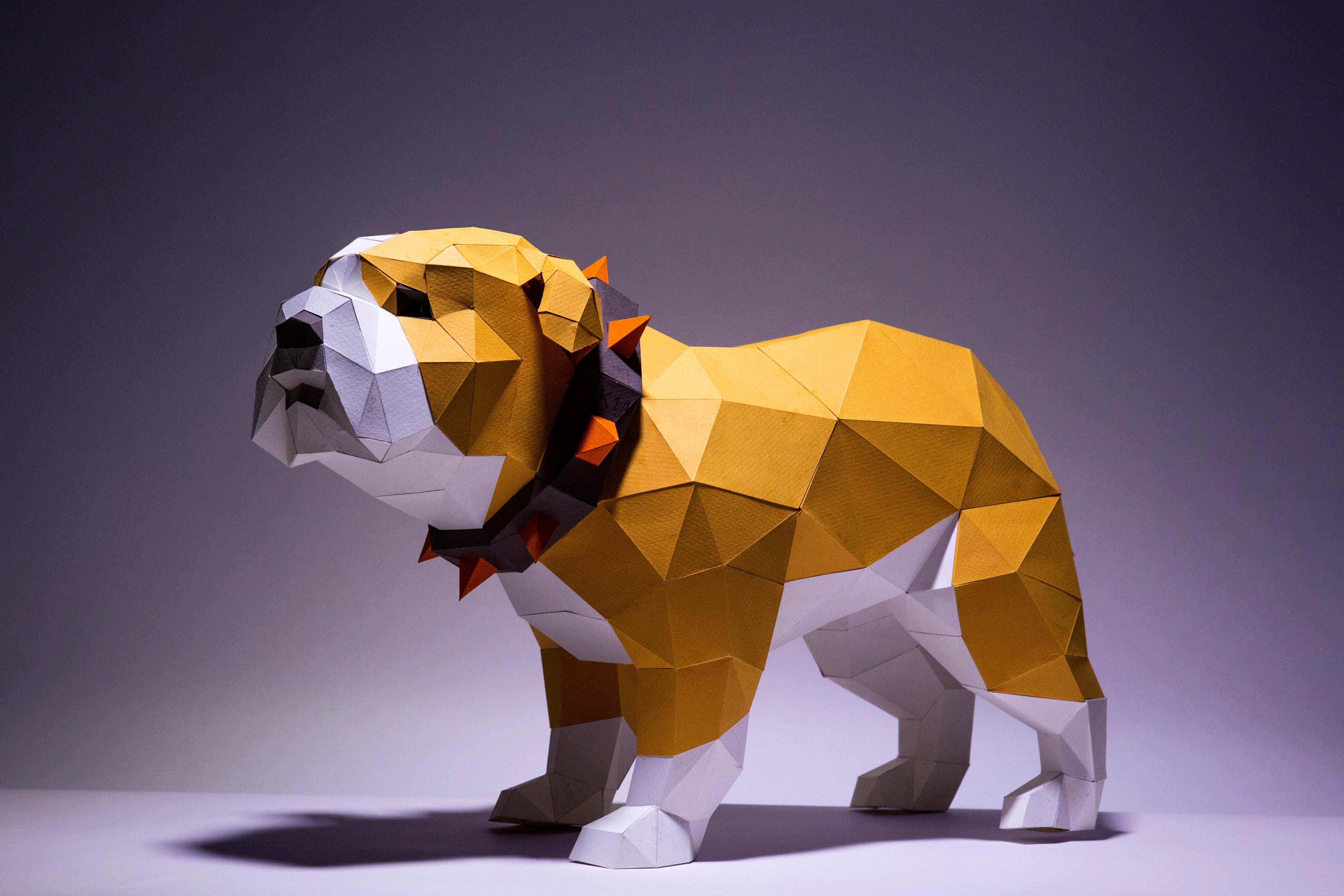 Bull Dog Paper Craft Digital Template