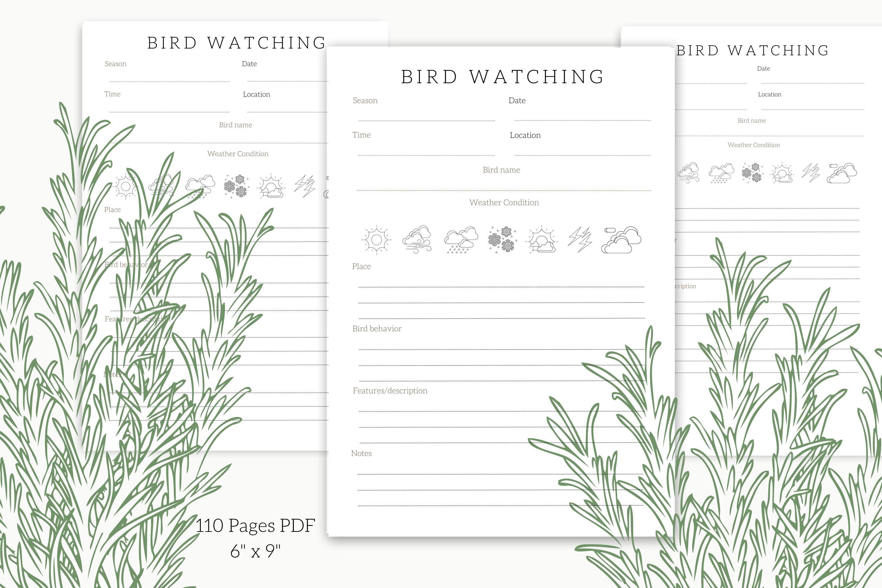 Bird Watching Journal Log Book Sheet