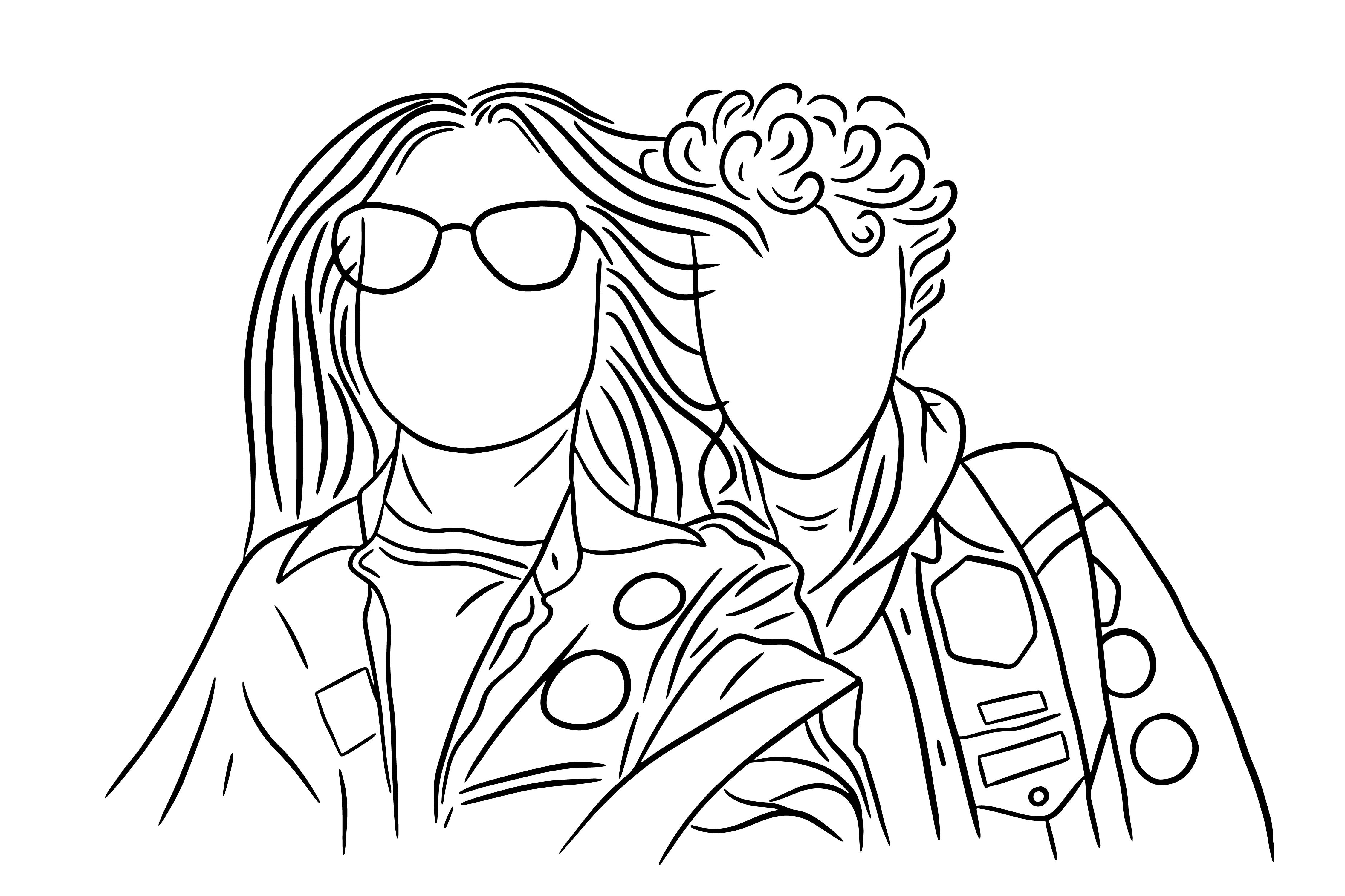 Set Line Art Couple Relationship