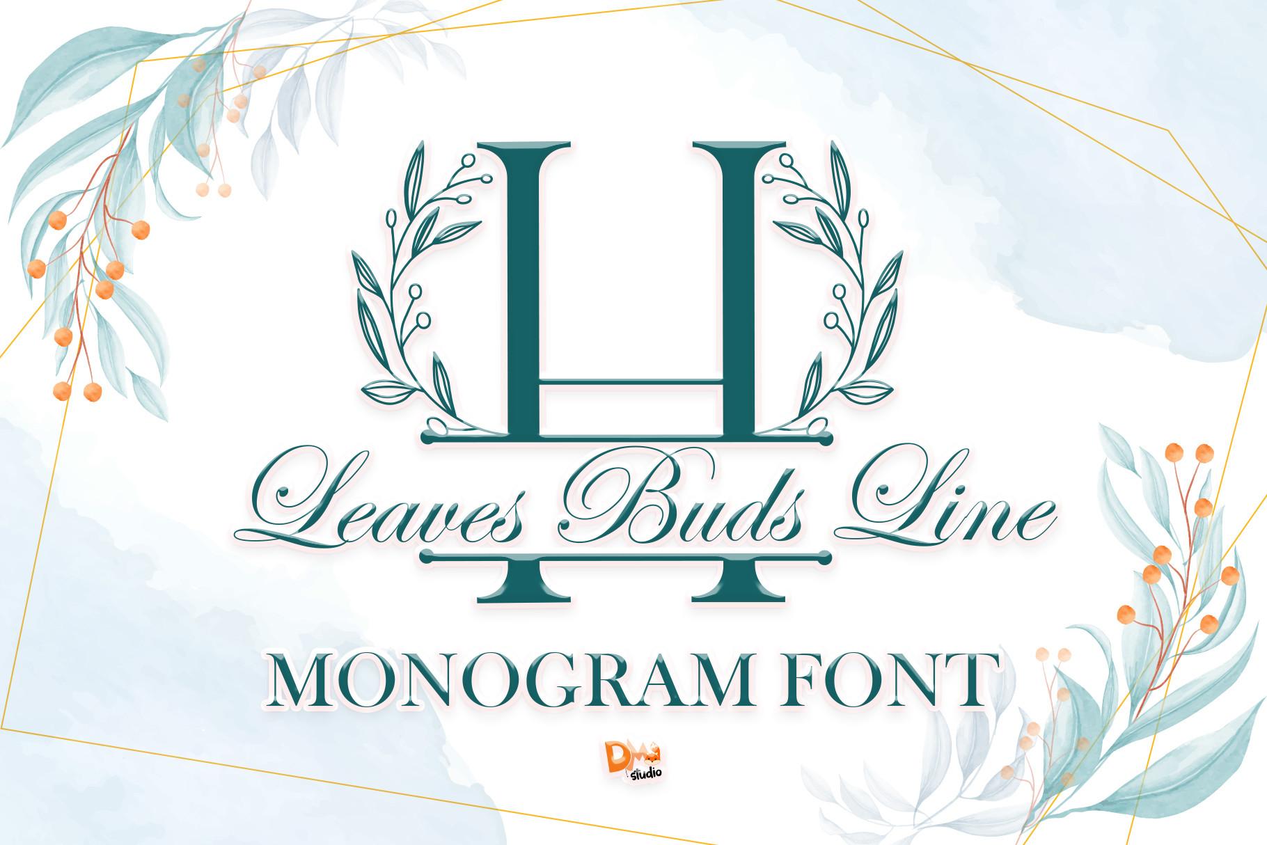 Leaves Buds Line Monogram Font