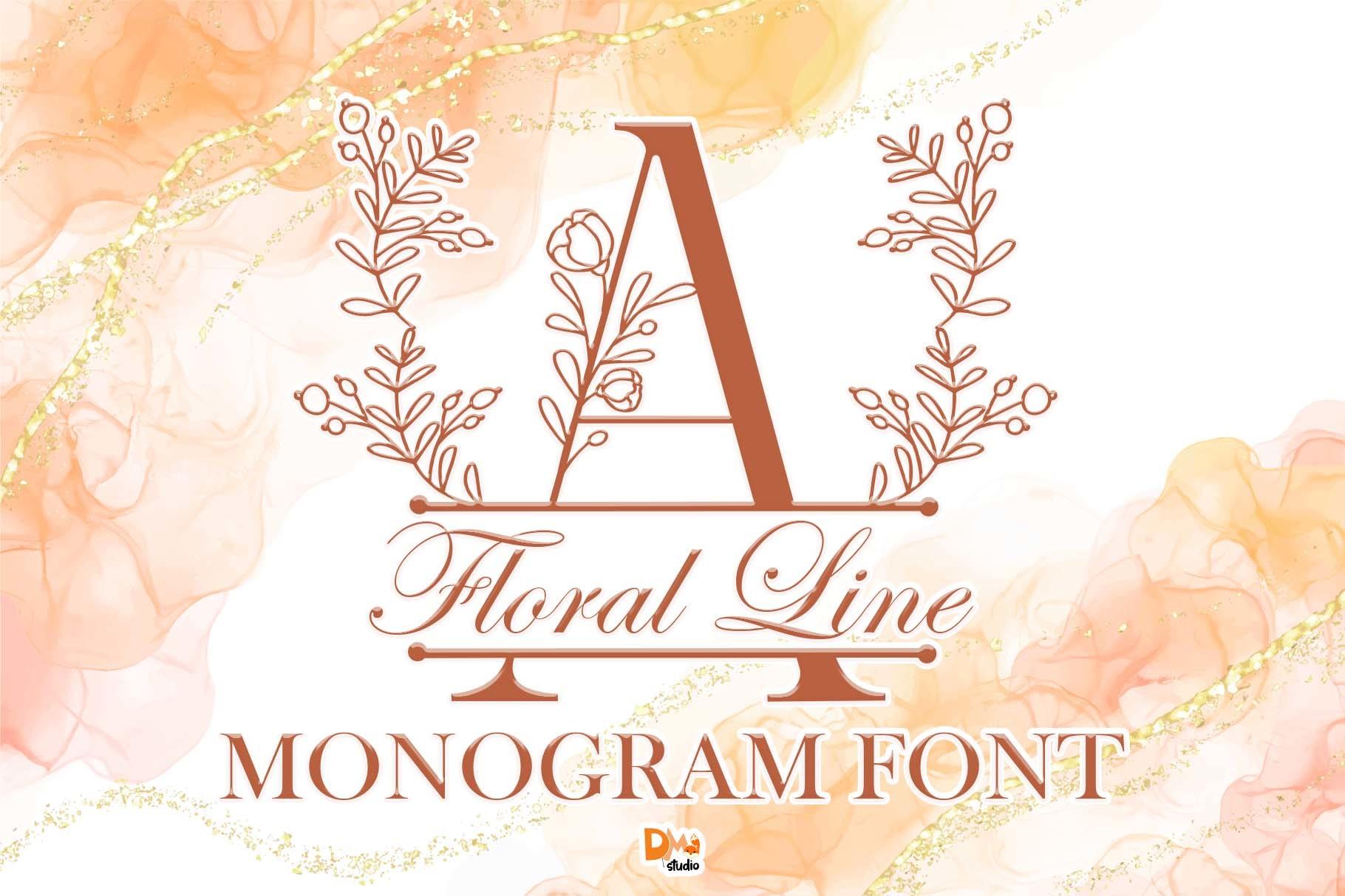 Floral Line Monogram Font