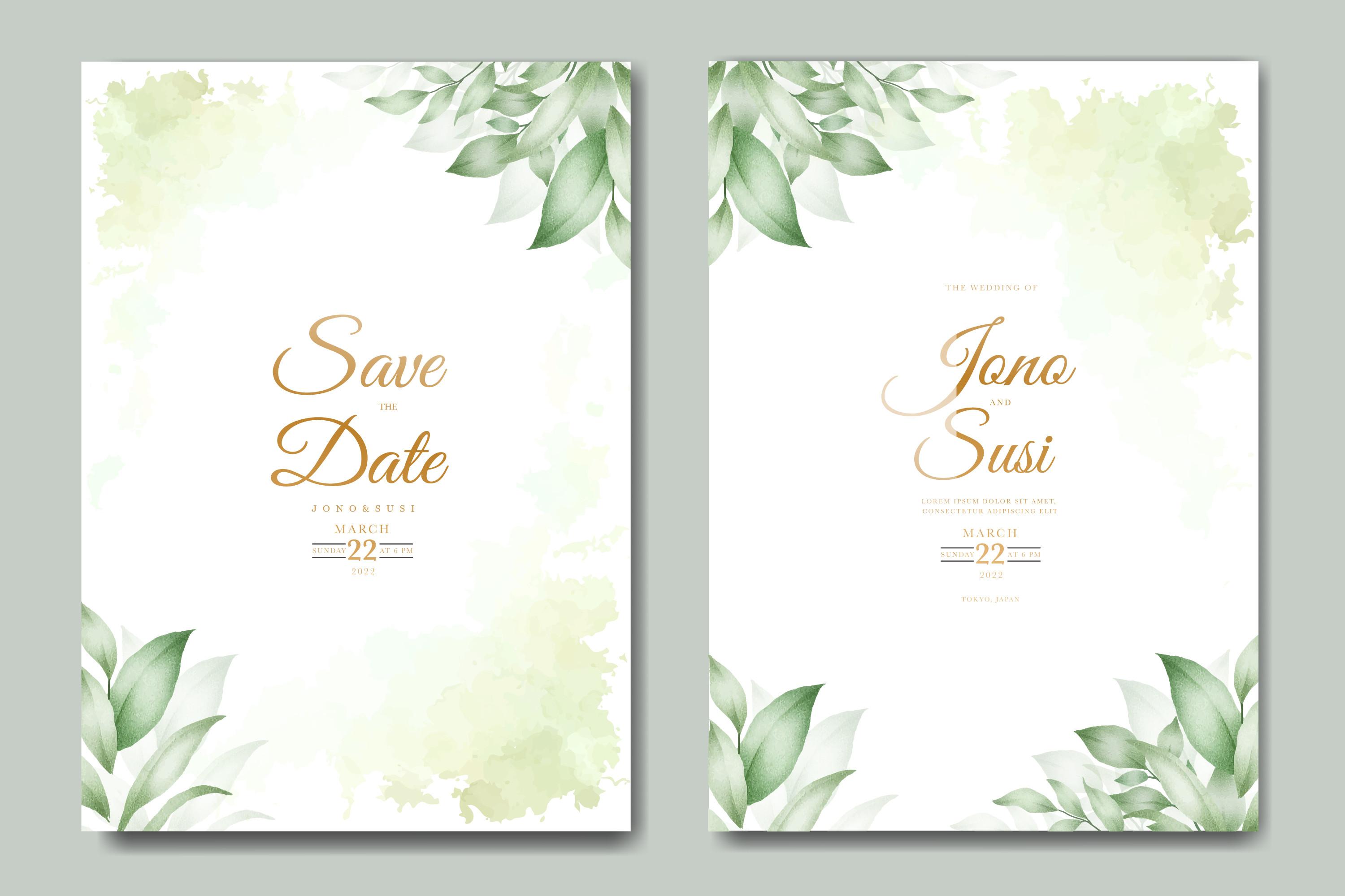 Greenery Wedding Invitation Card Leaves