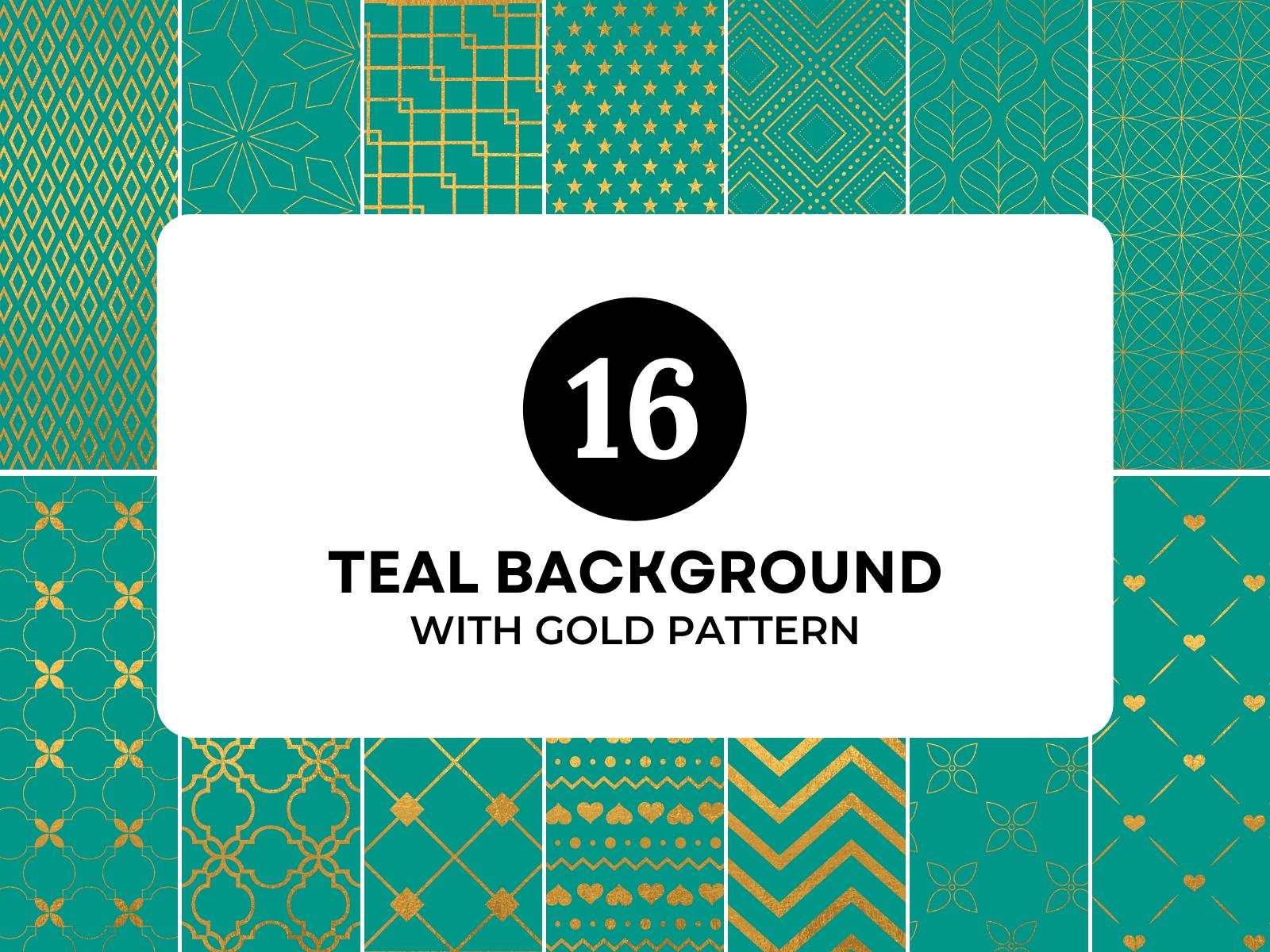 Teal Background with Gold Pattern