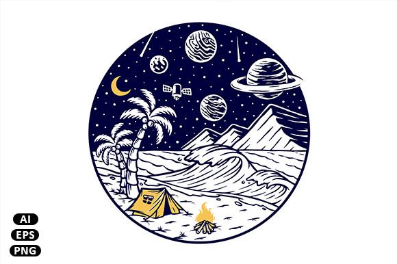 Camping on the Beach at Night