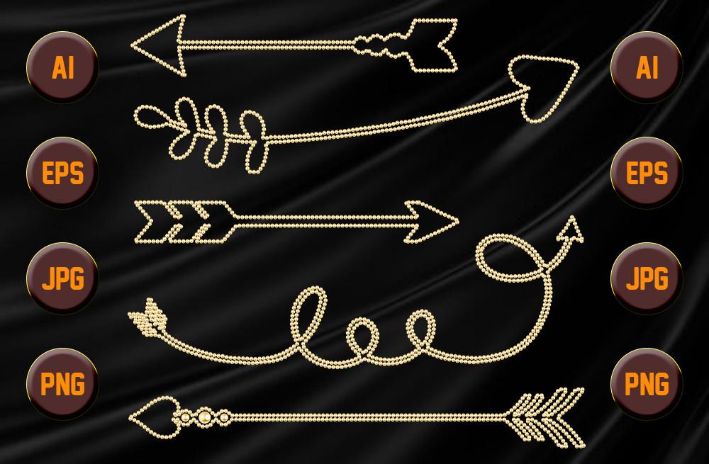 Pearl Valentine Luxury Arrow Clip Art 3
