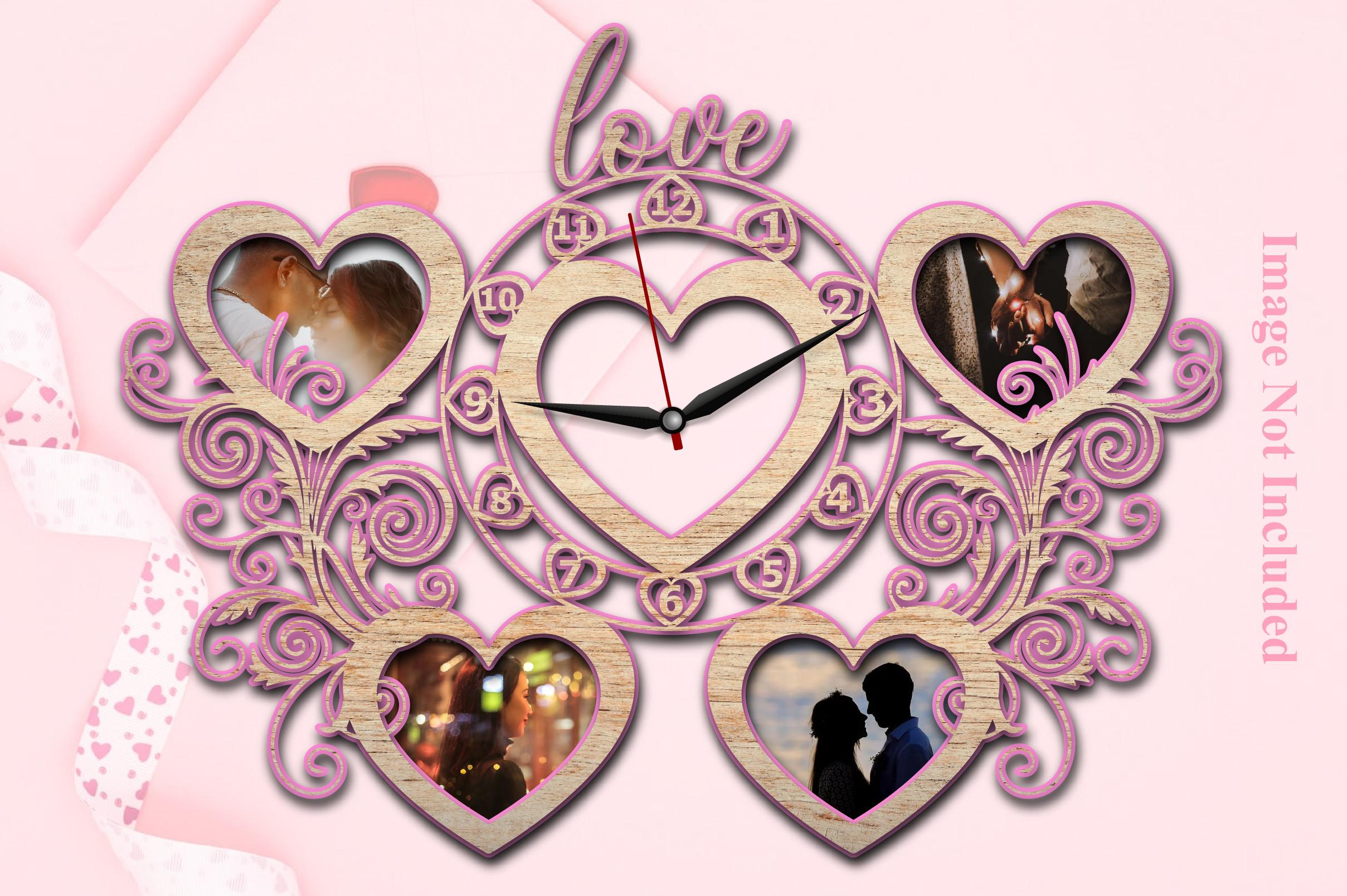 Valentine 3d Wall Clock Laser Cut