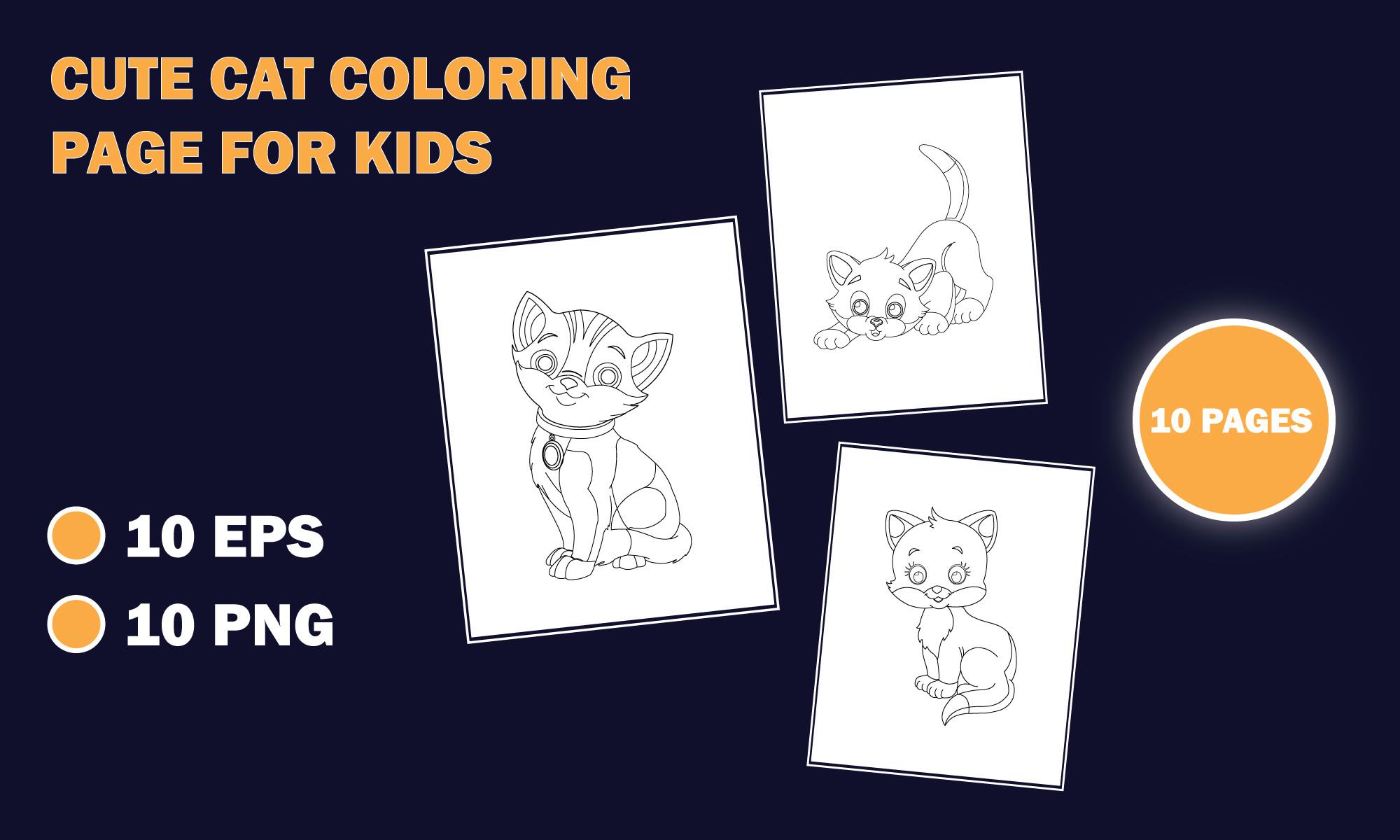 Cute Cat Outline Coloring Pages for Kids