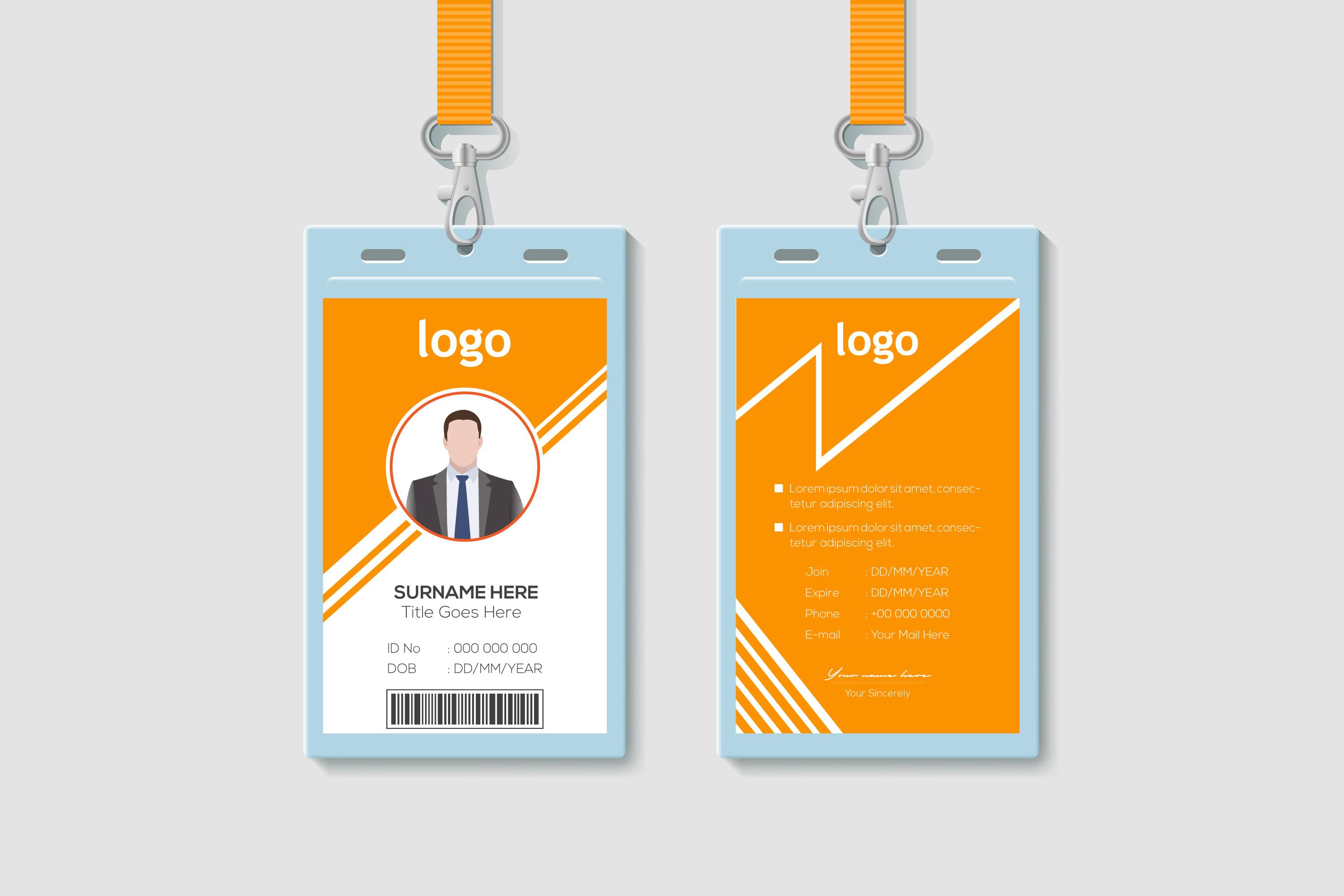 Simple Orange Business ID Card Design