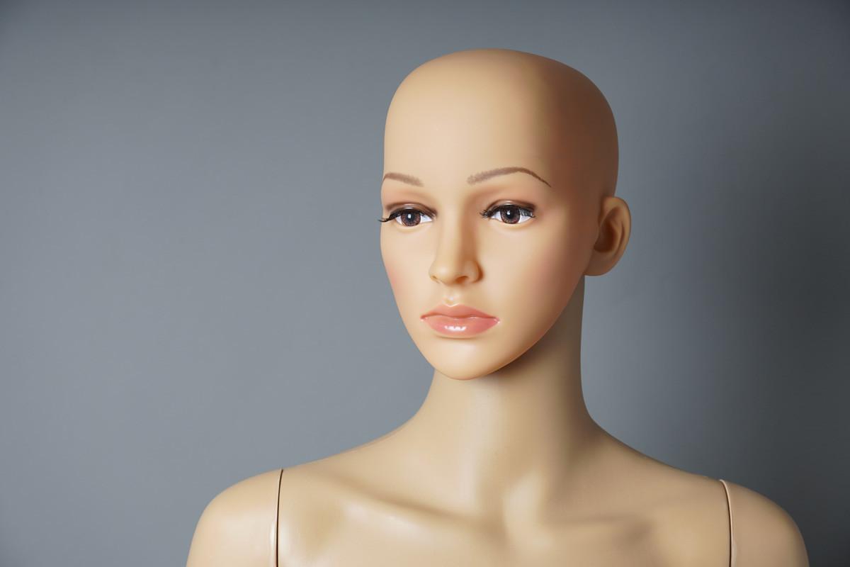 Shop Window Mannequin with Bald Head and Naturalistic Face