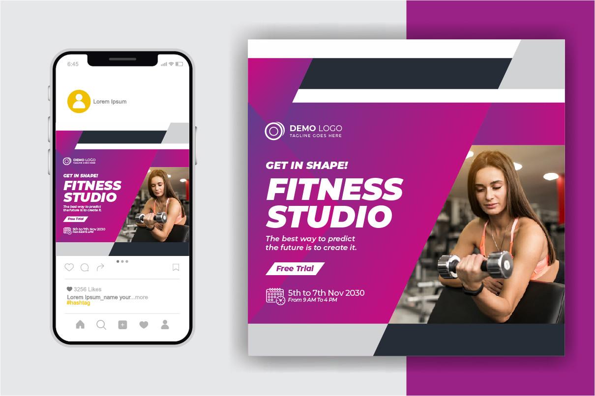 Gym & Fitness Social Media Post Template
