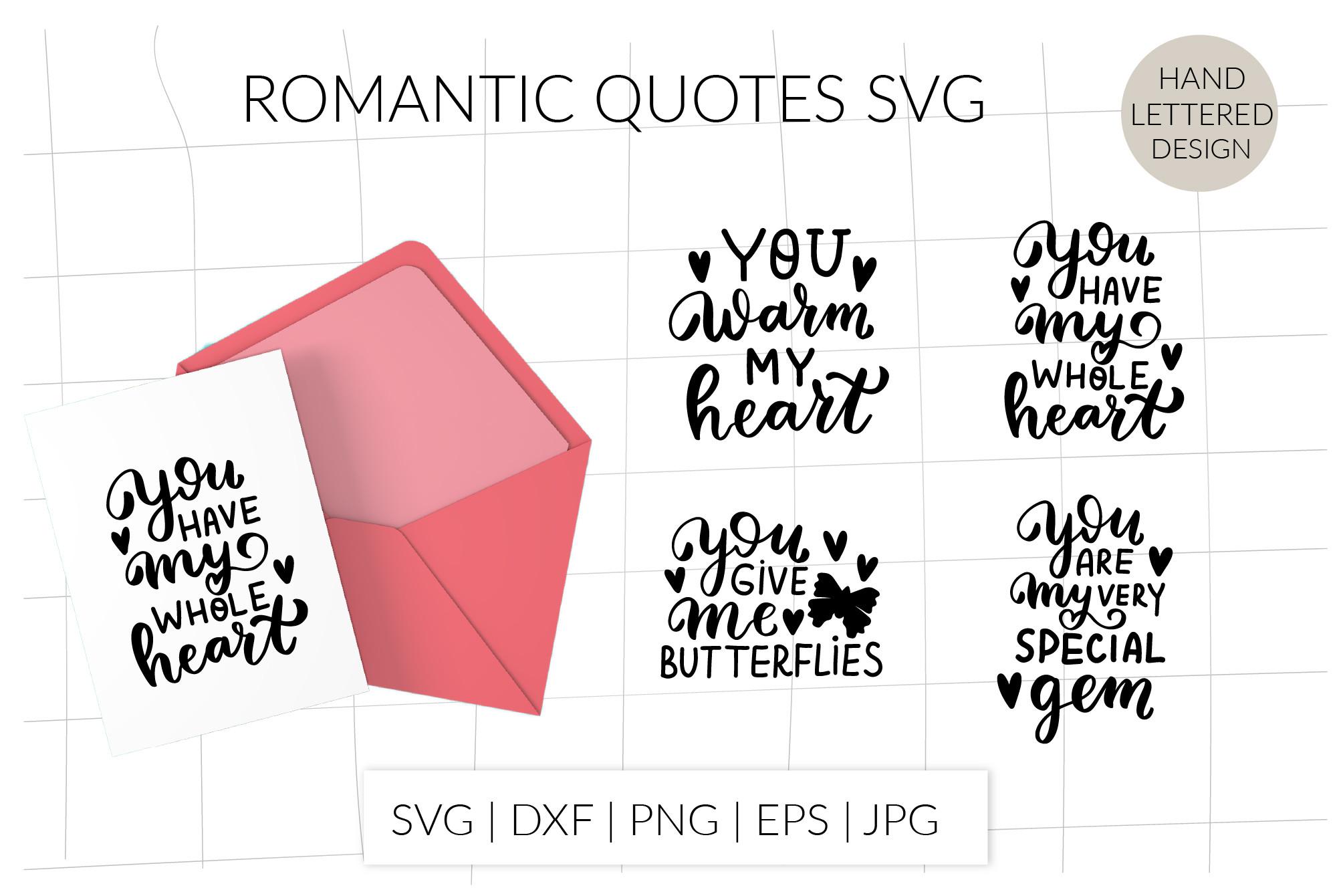 Romantic Phrases. Valentines Quotes Svg