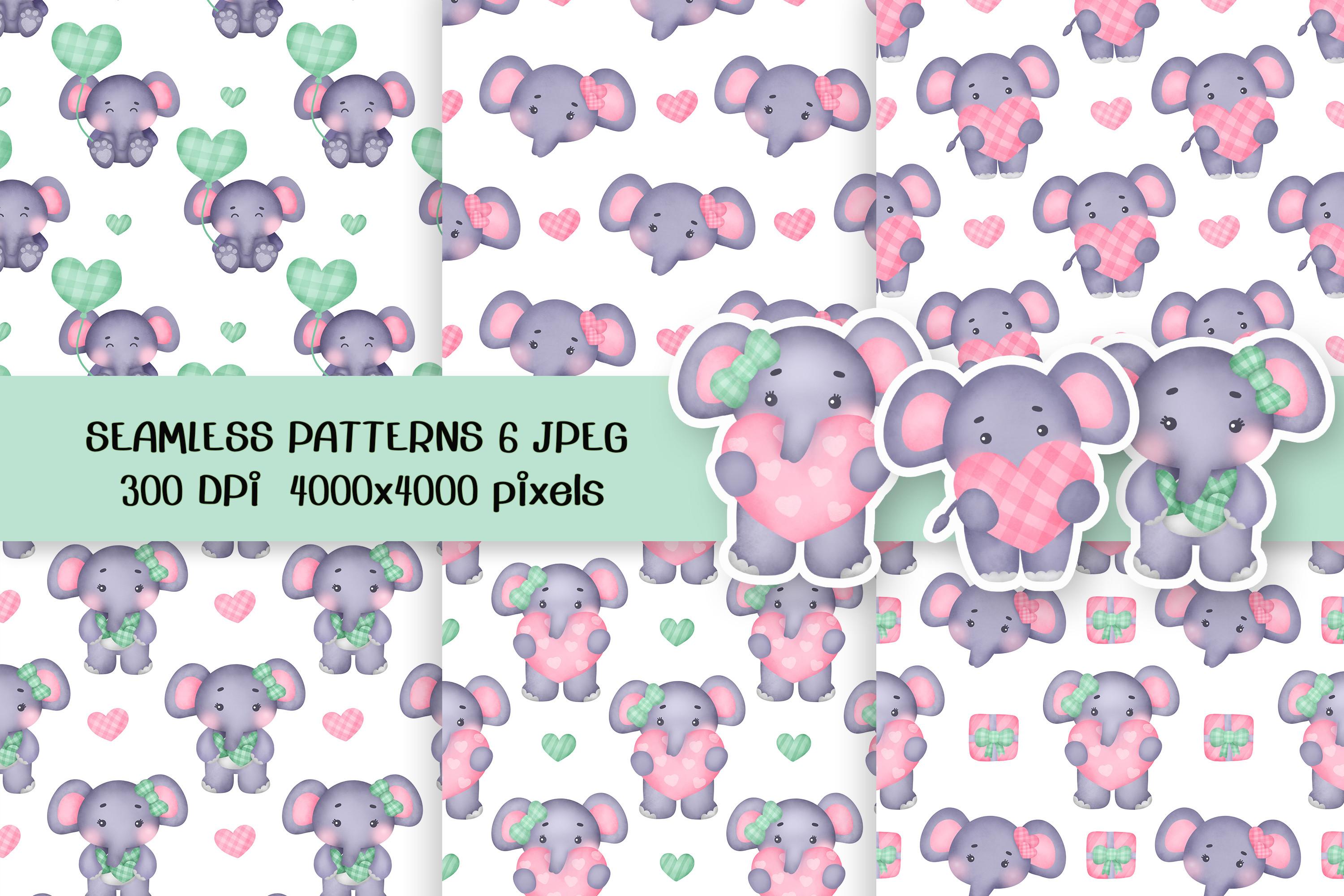 Valentine's Elephant Seamless Pattern