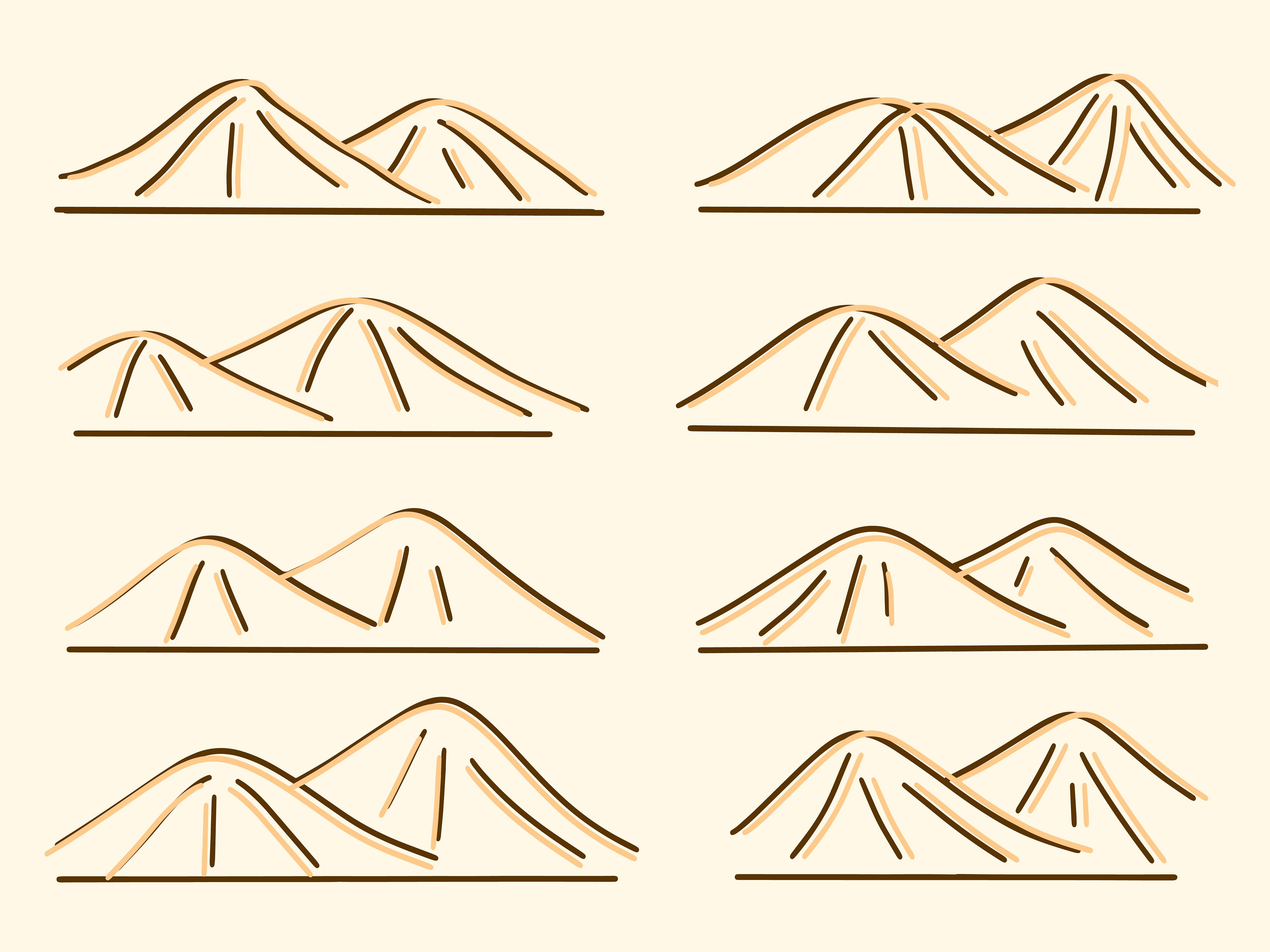 Set Line Art Mountain