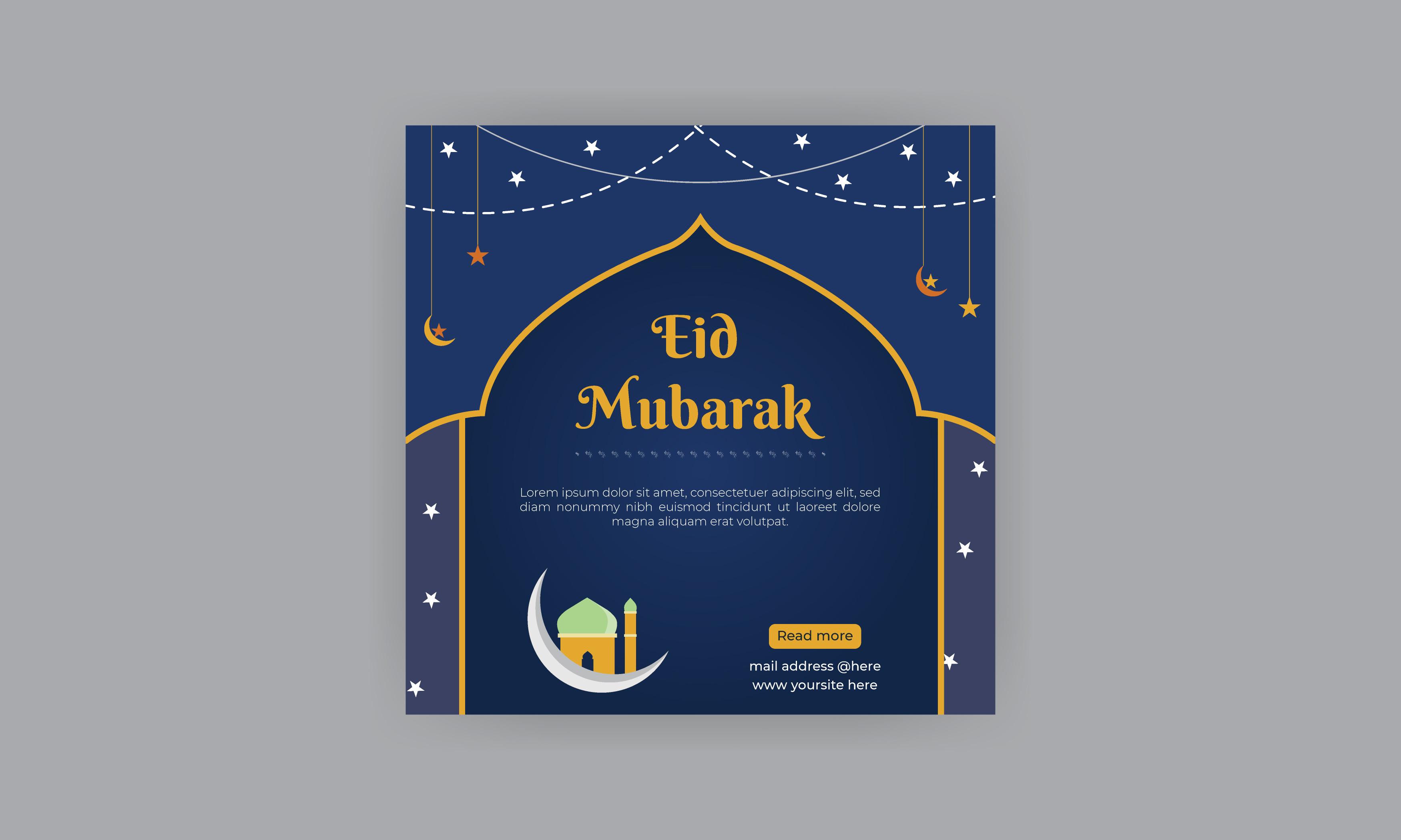 Eid Mubarak Social Post, Islamic Flyer