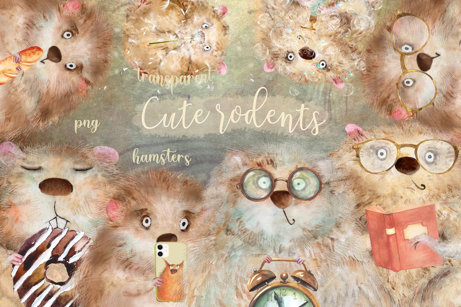 Clipart Funny Hamsters Watercolor